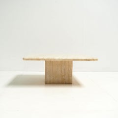 Sand Coloured Travertin Marble Coffee Table, 1970s