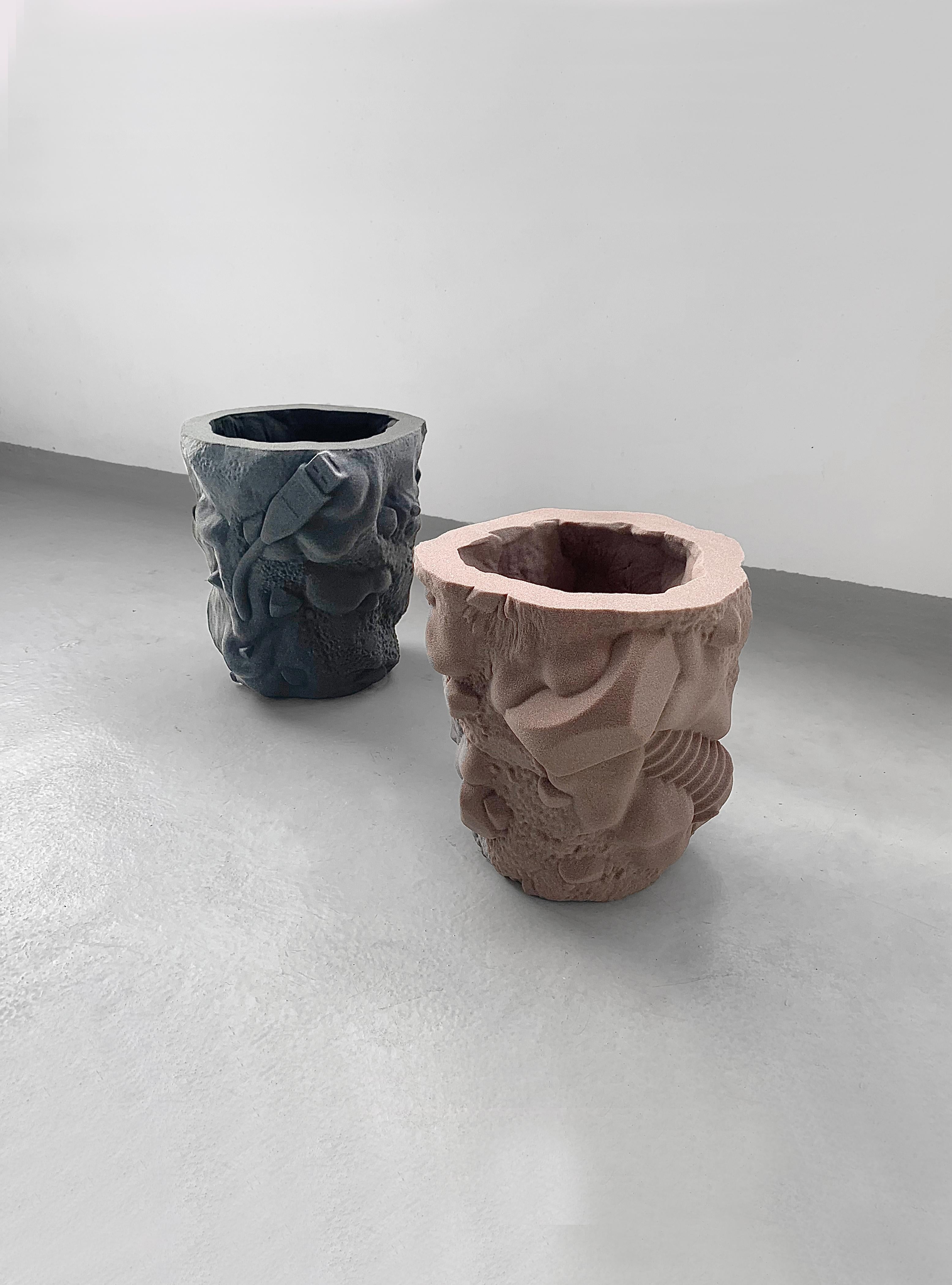 Contemporary Sand Container Large Sculptural Planter in Quartz Sand by Jacob Egeberg For Sale