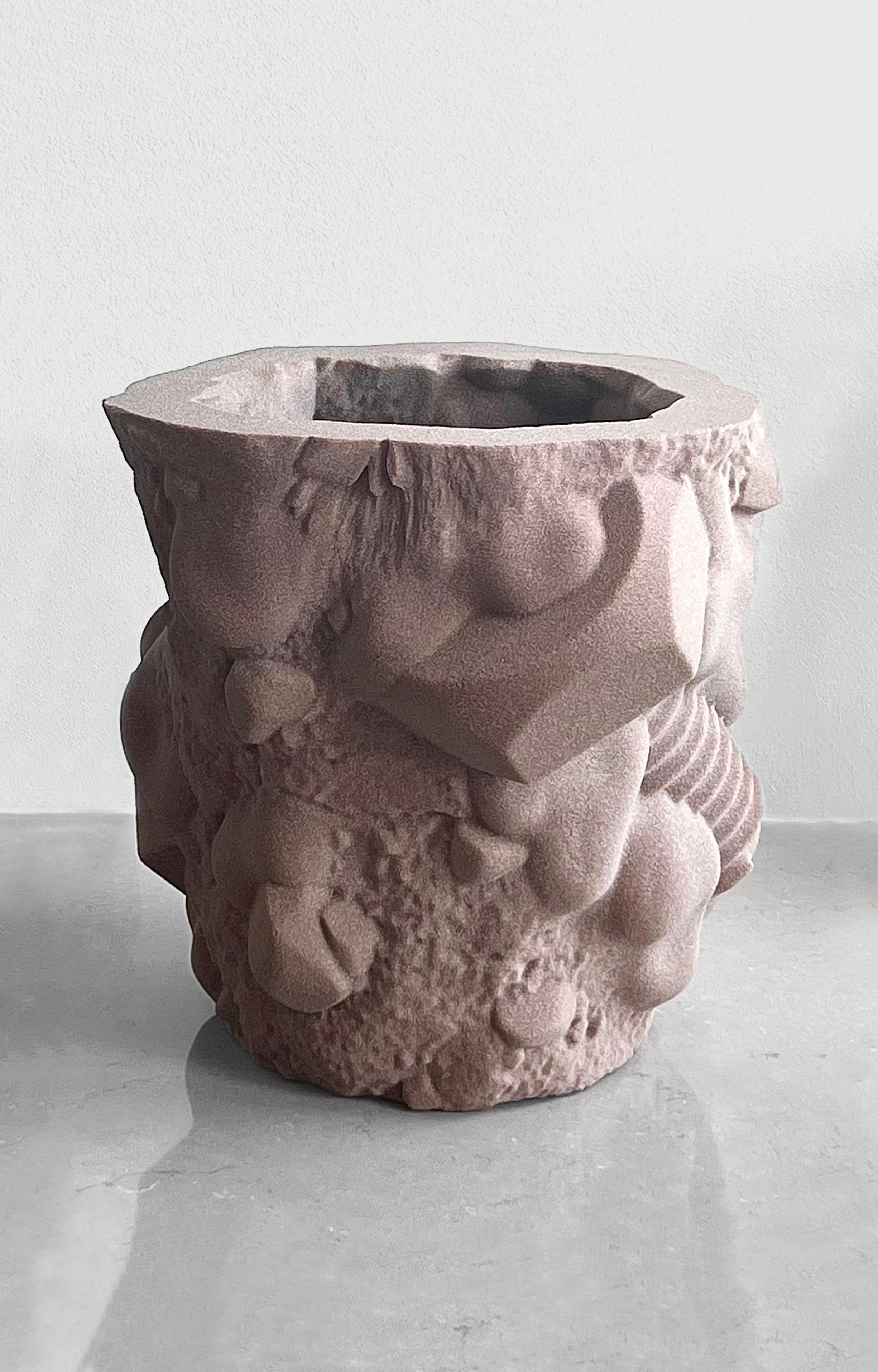 Contemporary Sand Container Medium Sculptural Planter in Quartz Sand by Jacob Egeberg For Sale