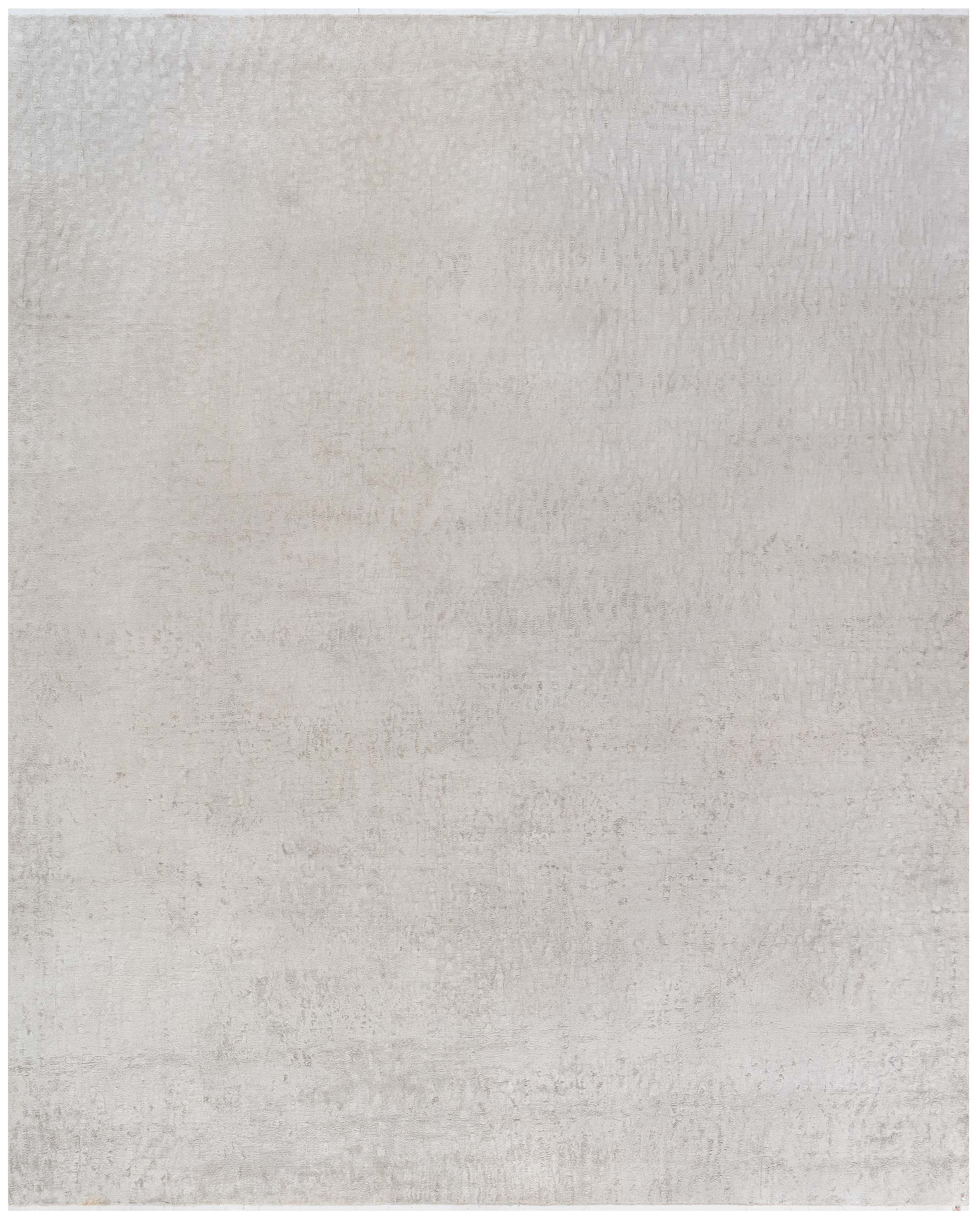 "Sand Dunes" Modern Abstract Light Gray Silk Rug by Doris Leslie Blau
