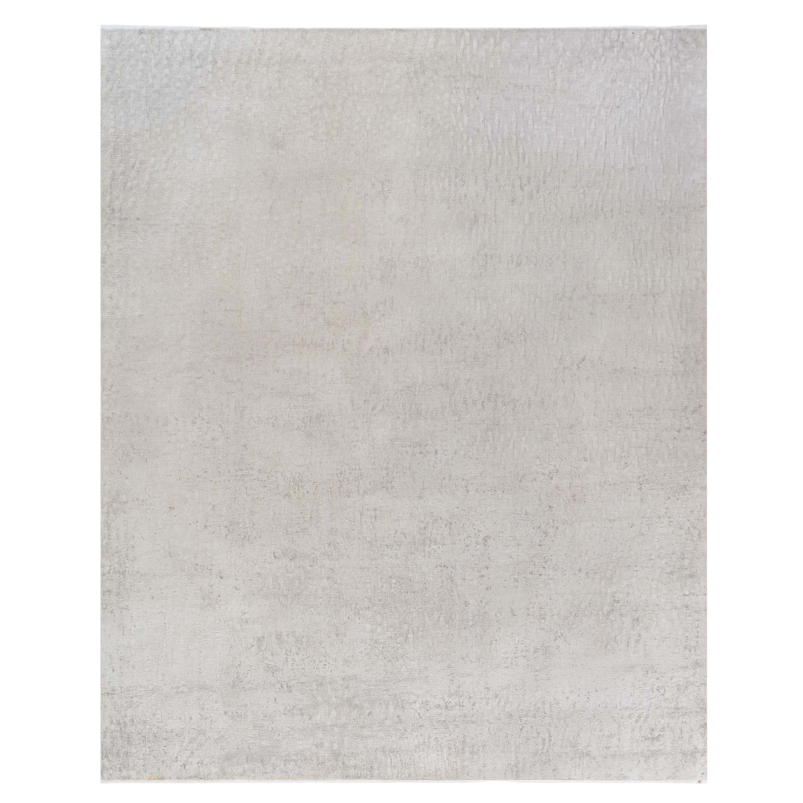 "Sand Dunes" Modern Abstract Light Gray Silk Rug by Doris Leslie Blau For Sale