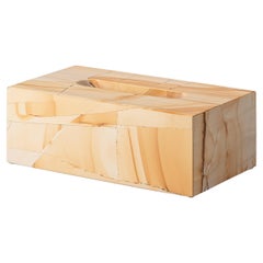 Caja de pañuelos rectangular de mármol arena