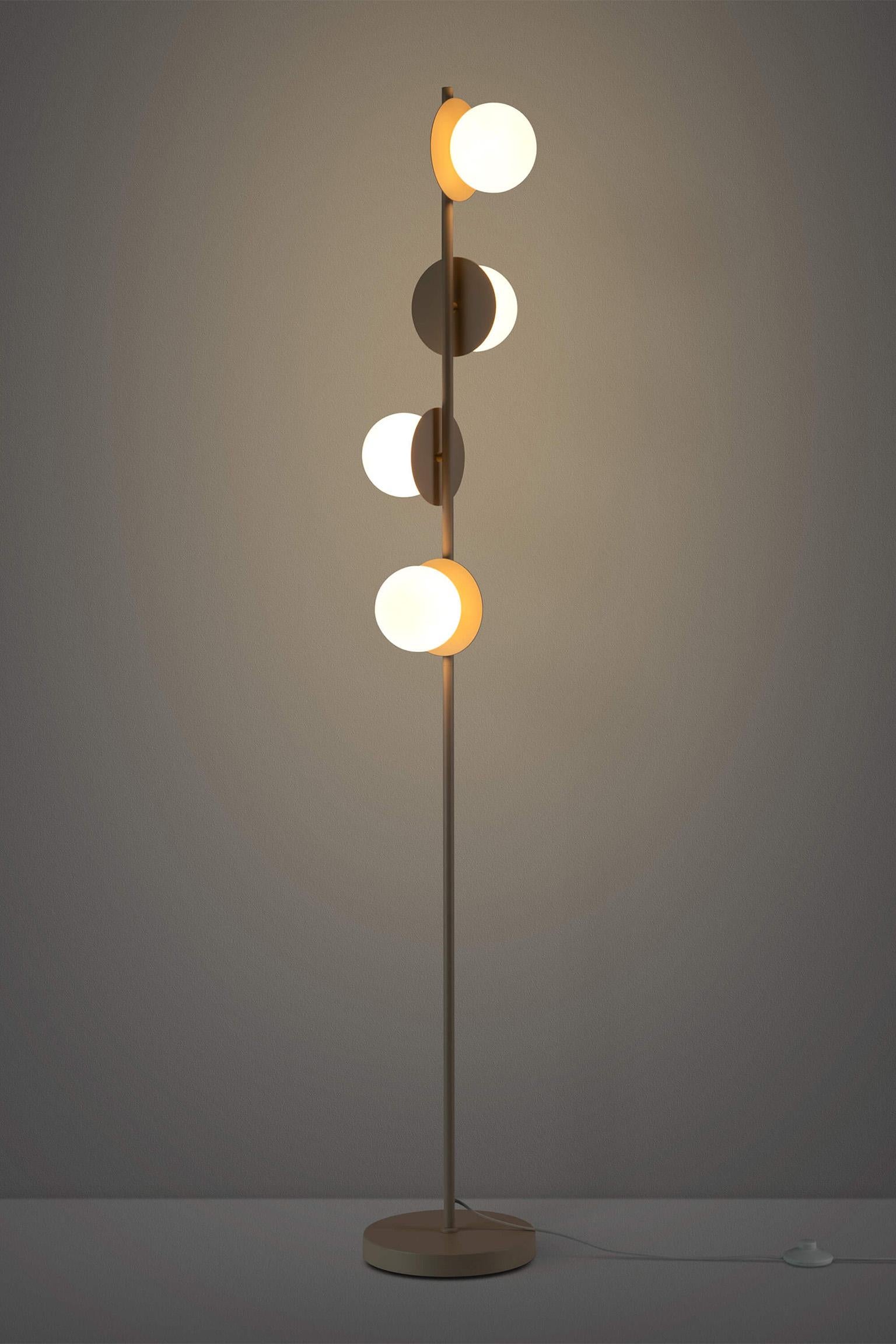 Contemporary Sand Opal Disk Floor Lamp For Sale