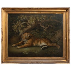 Sand Picture of a Recumbent Tiger Attributed to Benjamin Zobel