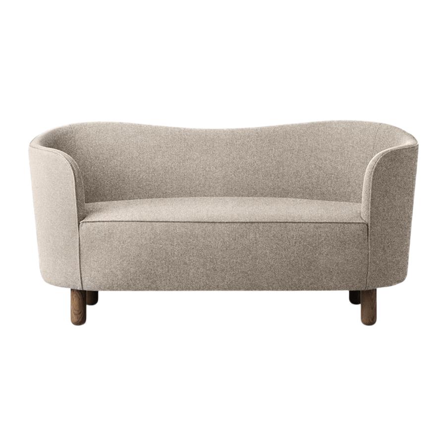 Sand sahco zero and smoked oak mingle sofa by Lassen.
Dimensions: W 154 x D 68 x H 74 cm.
Materials: Textile, oak.

The Mingle sofa was designed in 1935 by architect Flemming Lassen (1902-1984) and was presented at The Copenhagen Cabinetmakers’
