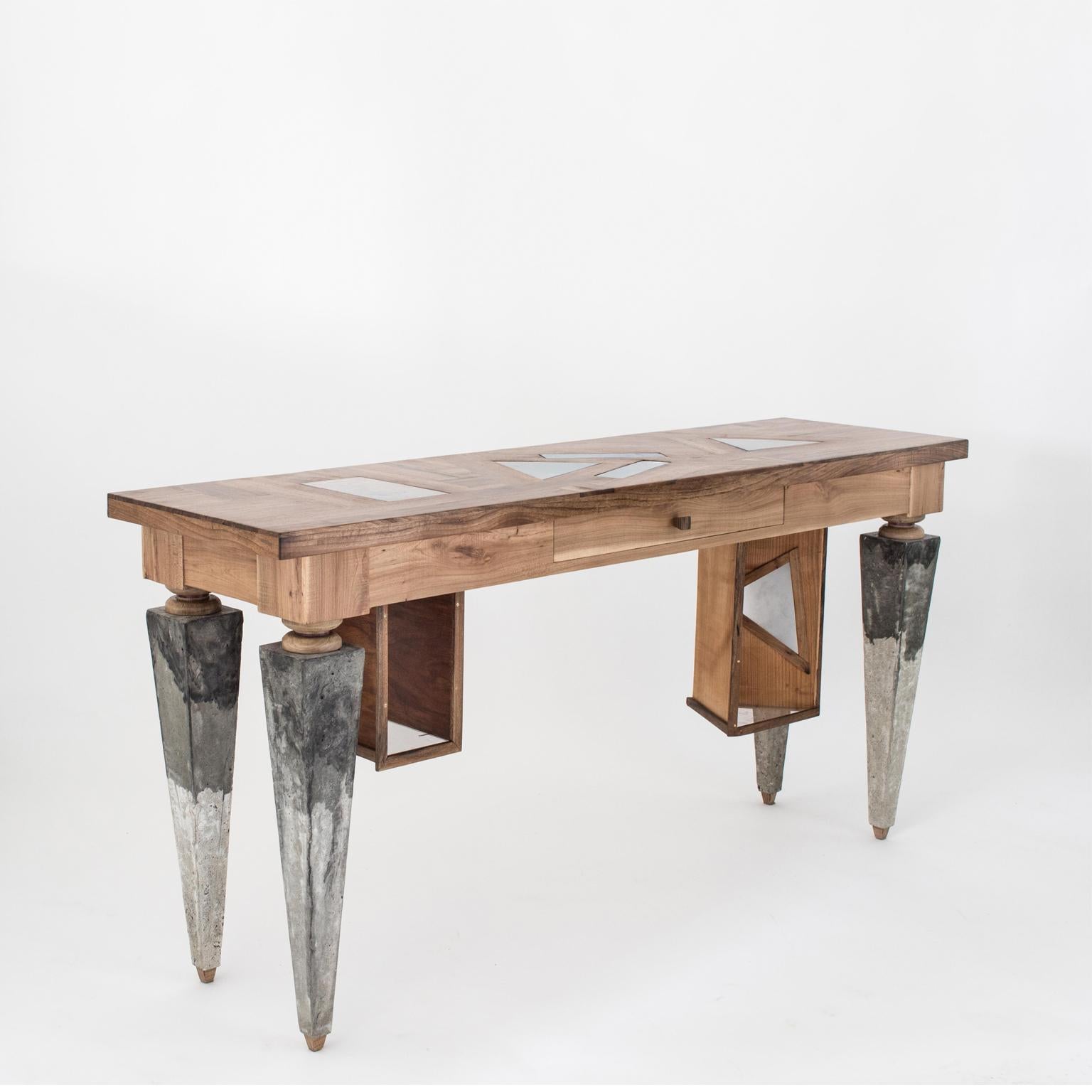 Contemporary Sand Senses Wood and Resin Console For Sale
