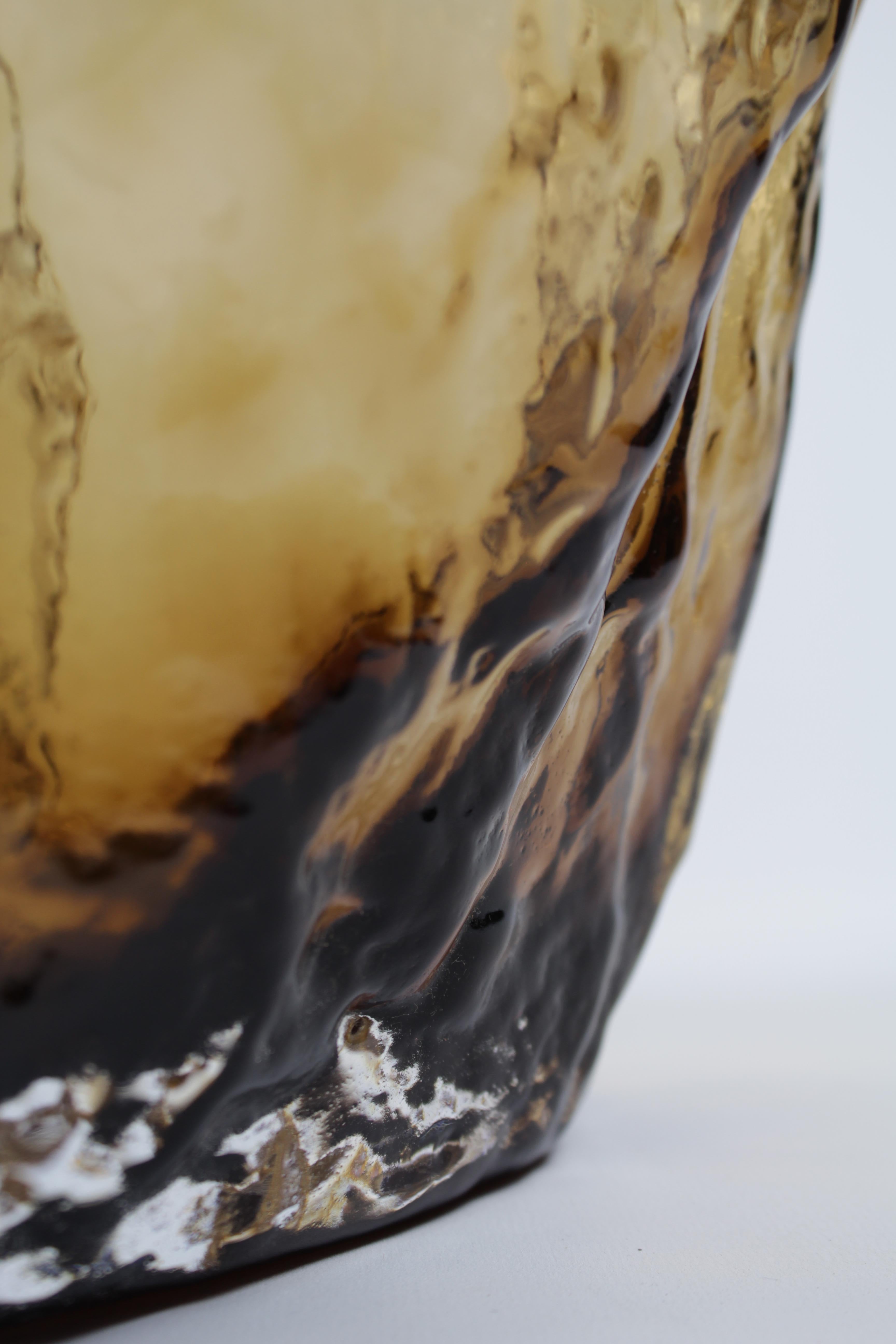 Sand Series, Olive Brown, Handmade Glass Object by Vogel Studio In New Condition In Sarstedt, NI
