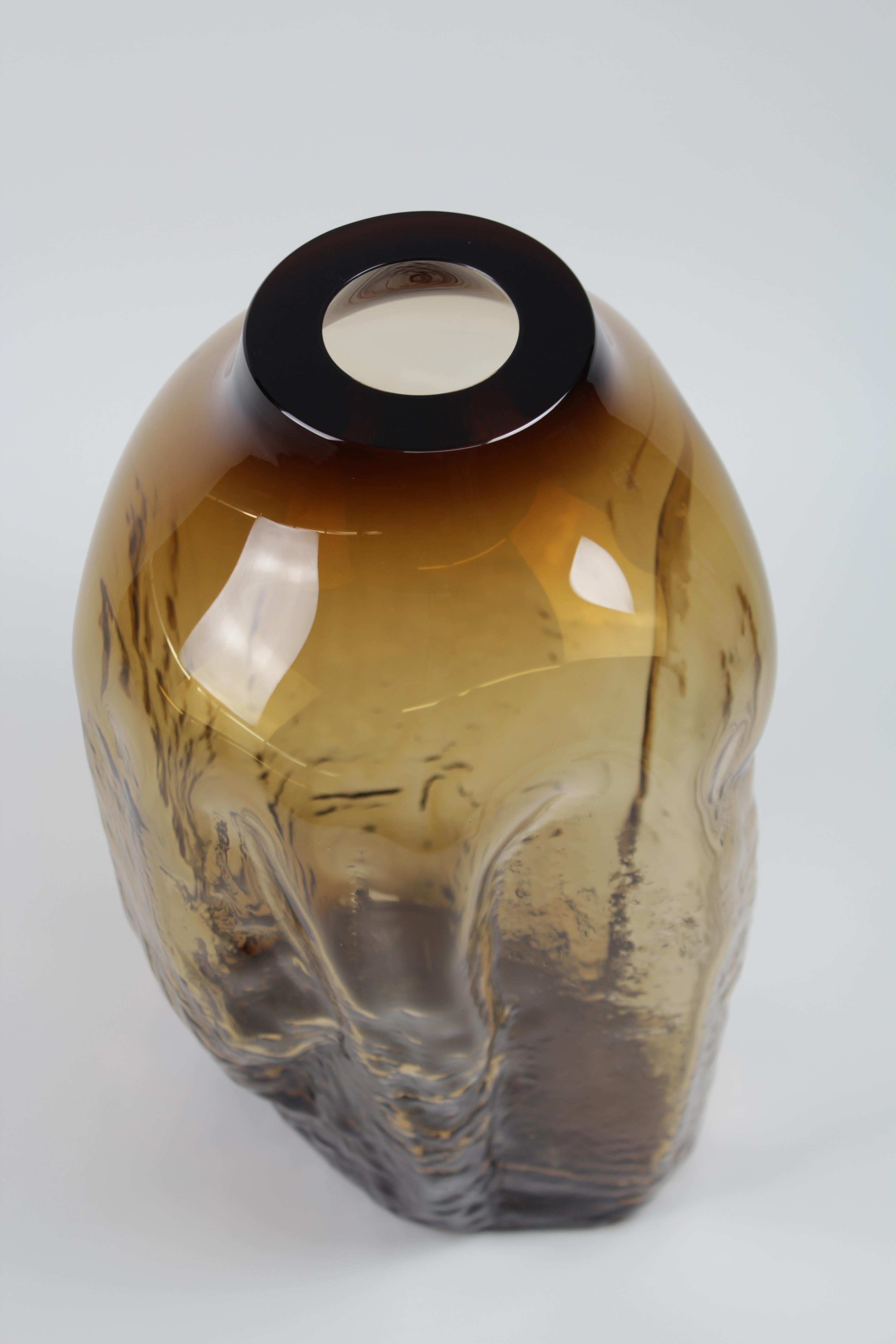 Sand Series, Olive Brown, Handmade Glass Object by Vogel Studio 1