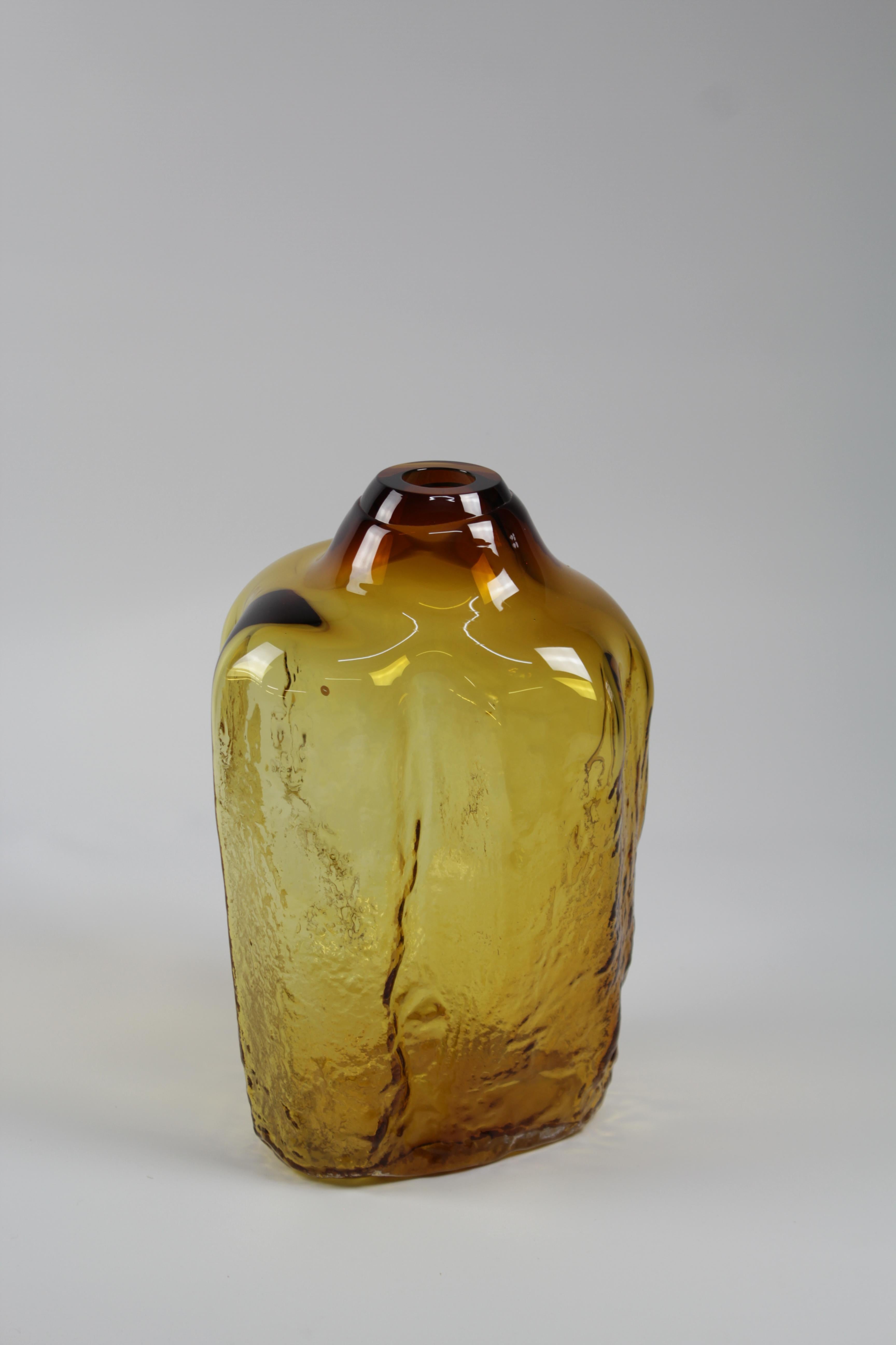 German Sand Shape 1 Fluid Hot Blown Glass Unique Decorative Object by Vogel Studio For Sale