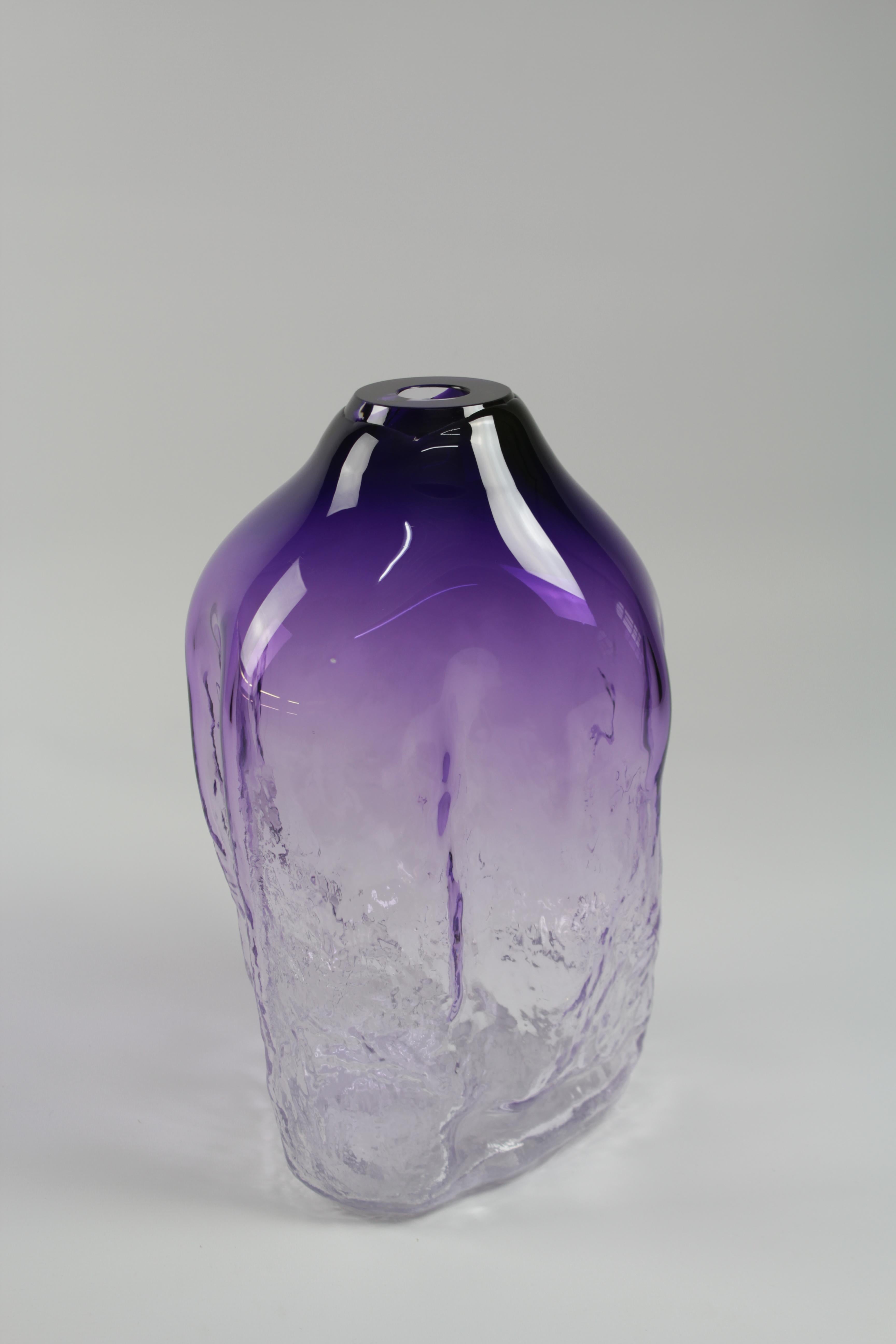German Sand Shape 2 Fluid Hot Blown Glass Unique Decorative Object by Vogel Studio For Sale