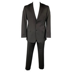 SAND Size 42 Regular Black Wool Notch Lapel Suit