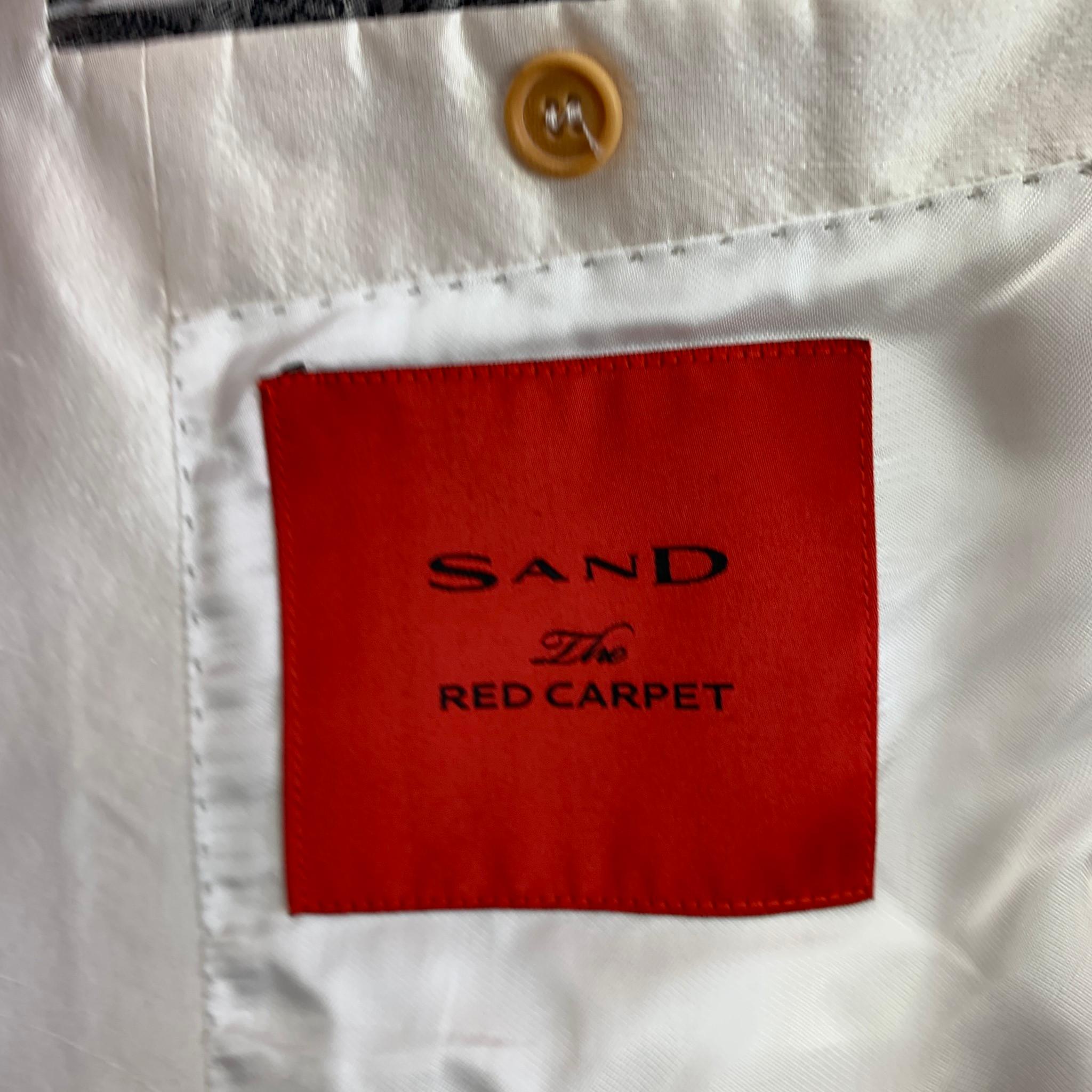 Men's SAND The Red Carpet Size 40 Off White Textured Silk Shawl Collar Suit