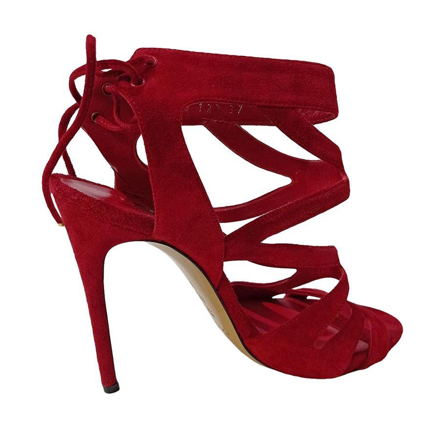 Suede Red color Back anckle strap Heel high cm 12 (472 inches) Plateau high cm 1 (039 inches)

