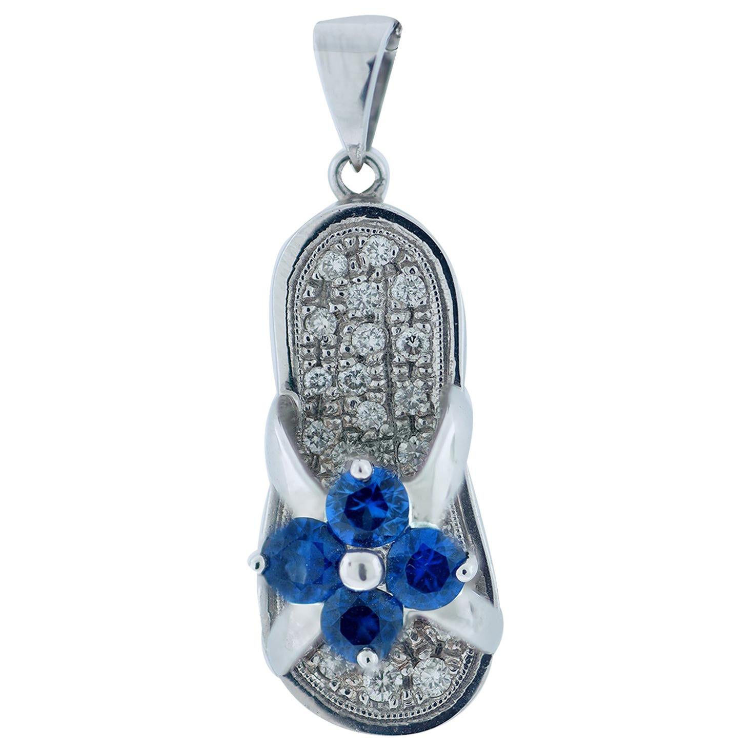 Sandal Shoe with Sapphire and Diamonds, 1.30 Carat Total Weight For Sale at  1stDibs