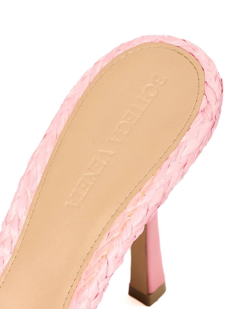 Sandali Botteva Veneta Mules Rafia Rosa 3