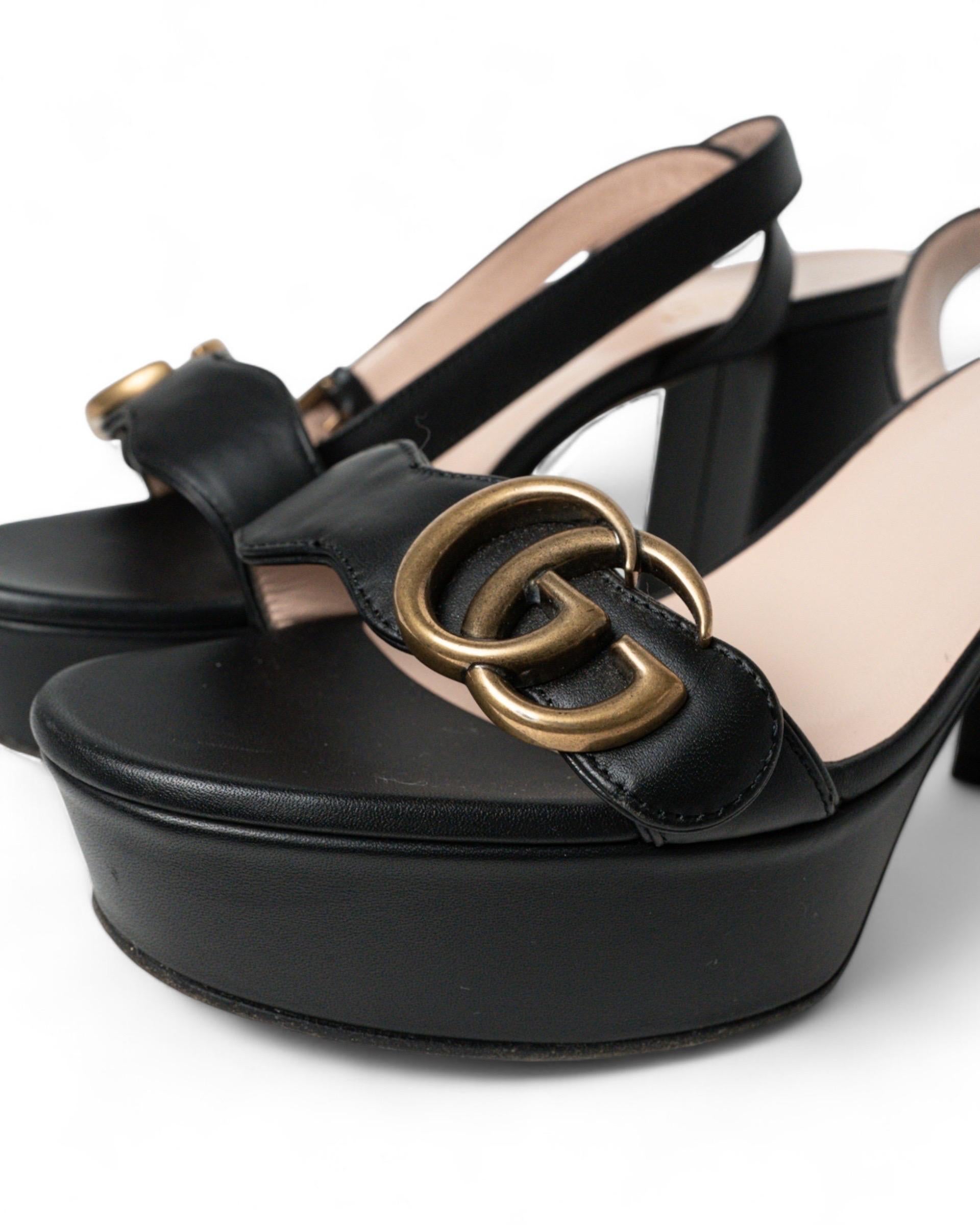 Black Sandali Gucci Marmont Platform Neri