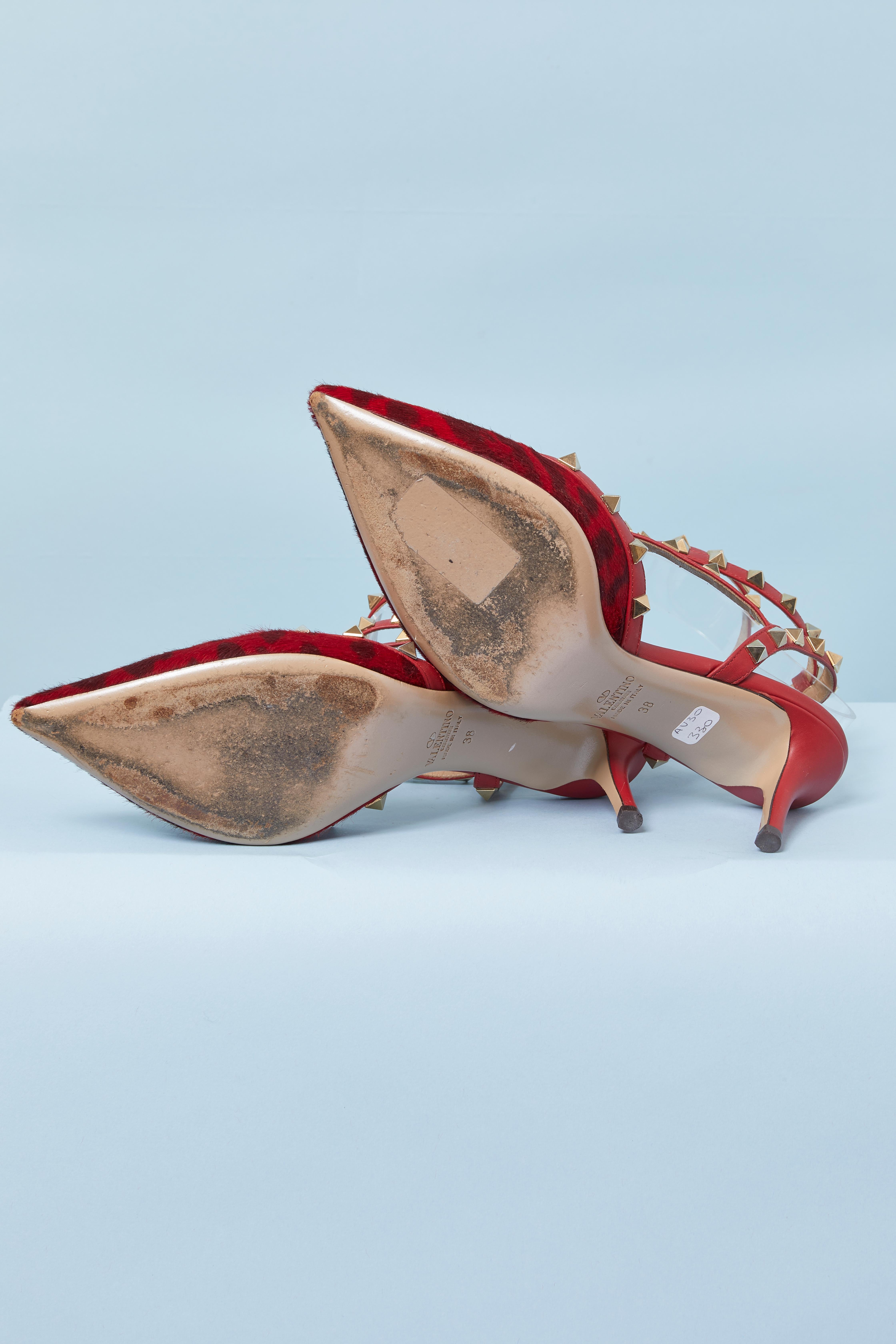 Women's Sandals in printed fur, leather and studs VALENTINO Garavani For Sale