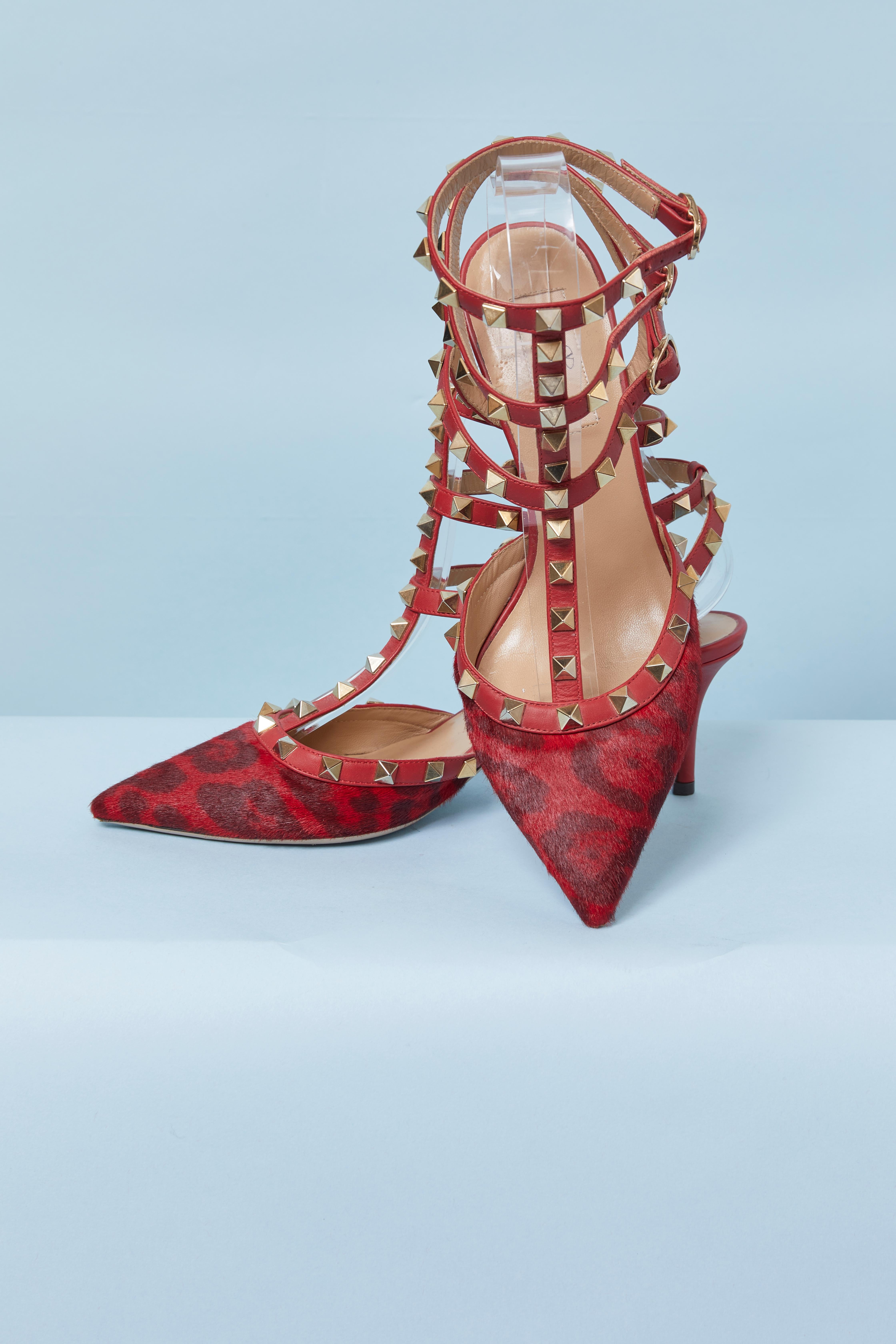 Sandals in printed fur, leather and studs VALENTINO Garavani For Sale 1