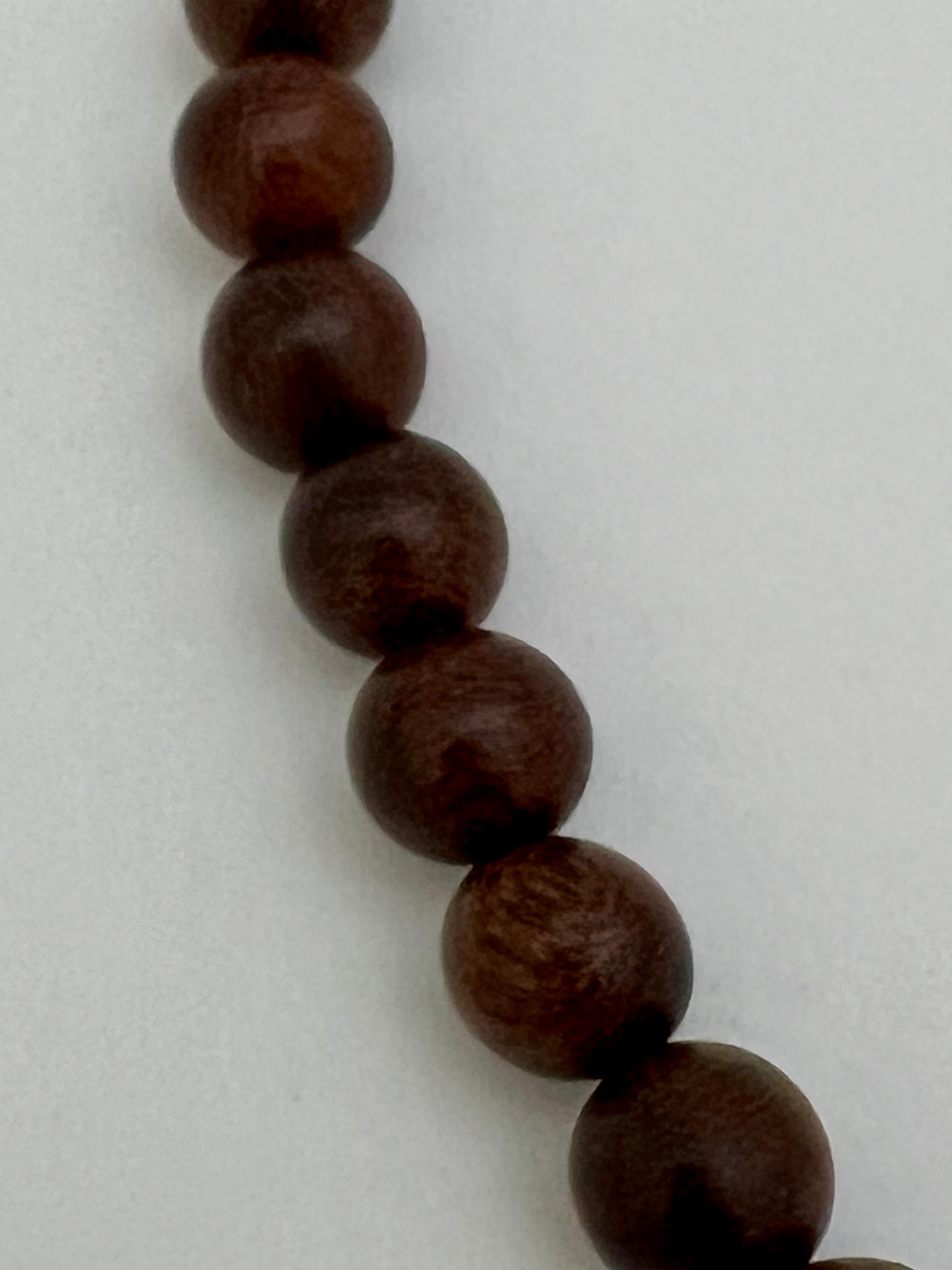 Women's or Men's Sandalwood & Freshwater Pearl Buddhist-Inspired Necklace/Bracelet For Sale