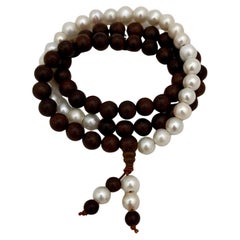 Sandalwood & Freshwater Pearl Buddhist-Inspired Necklace/Bracelet