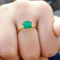Sandawana Natural Emerald Prong Ring 925 Certified