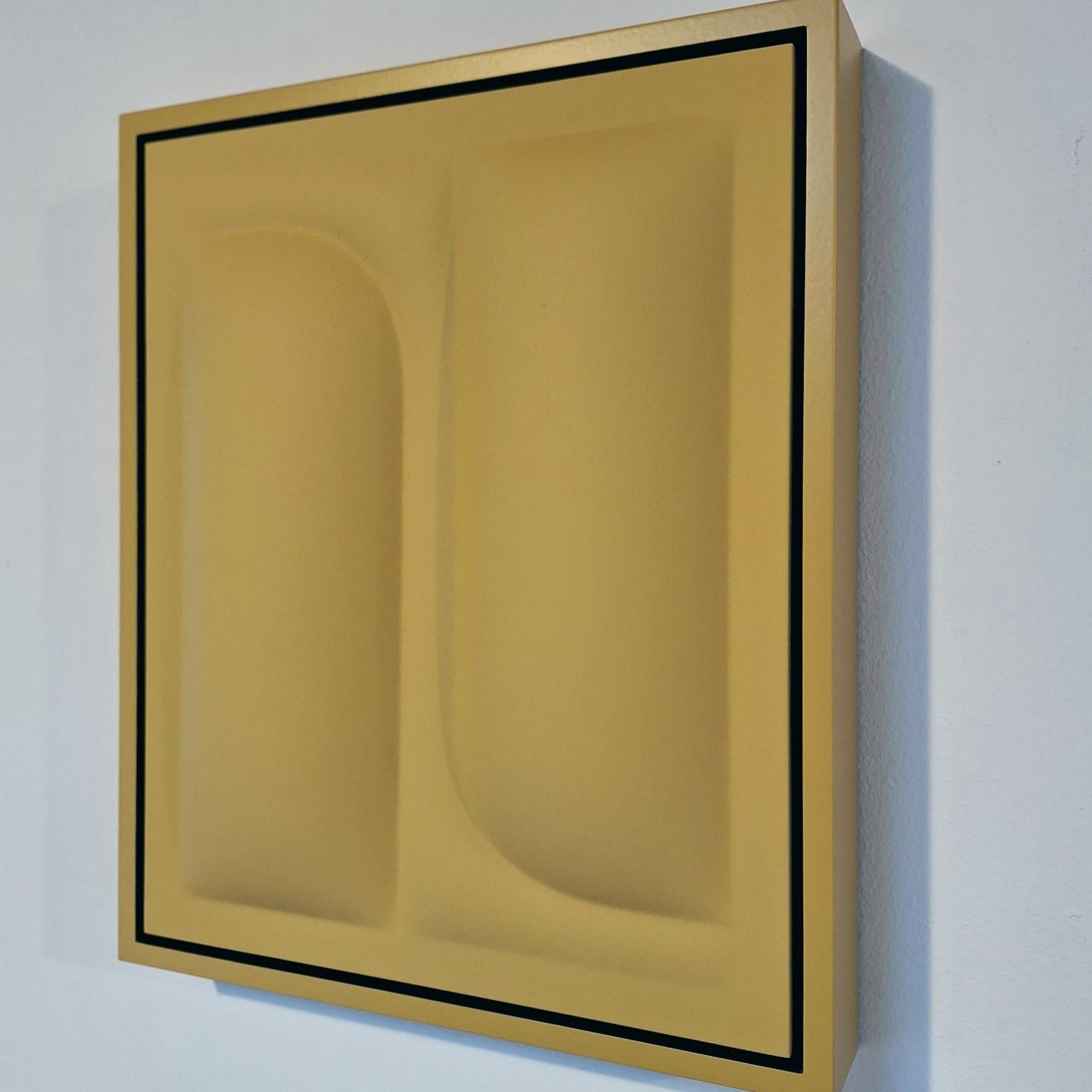 Covered Parts 2416 - quadro astratto geometrico contemporaneo moderno in rilievo - Abstract Painting Marrone di Sander Martijn Jonker