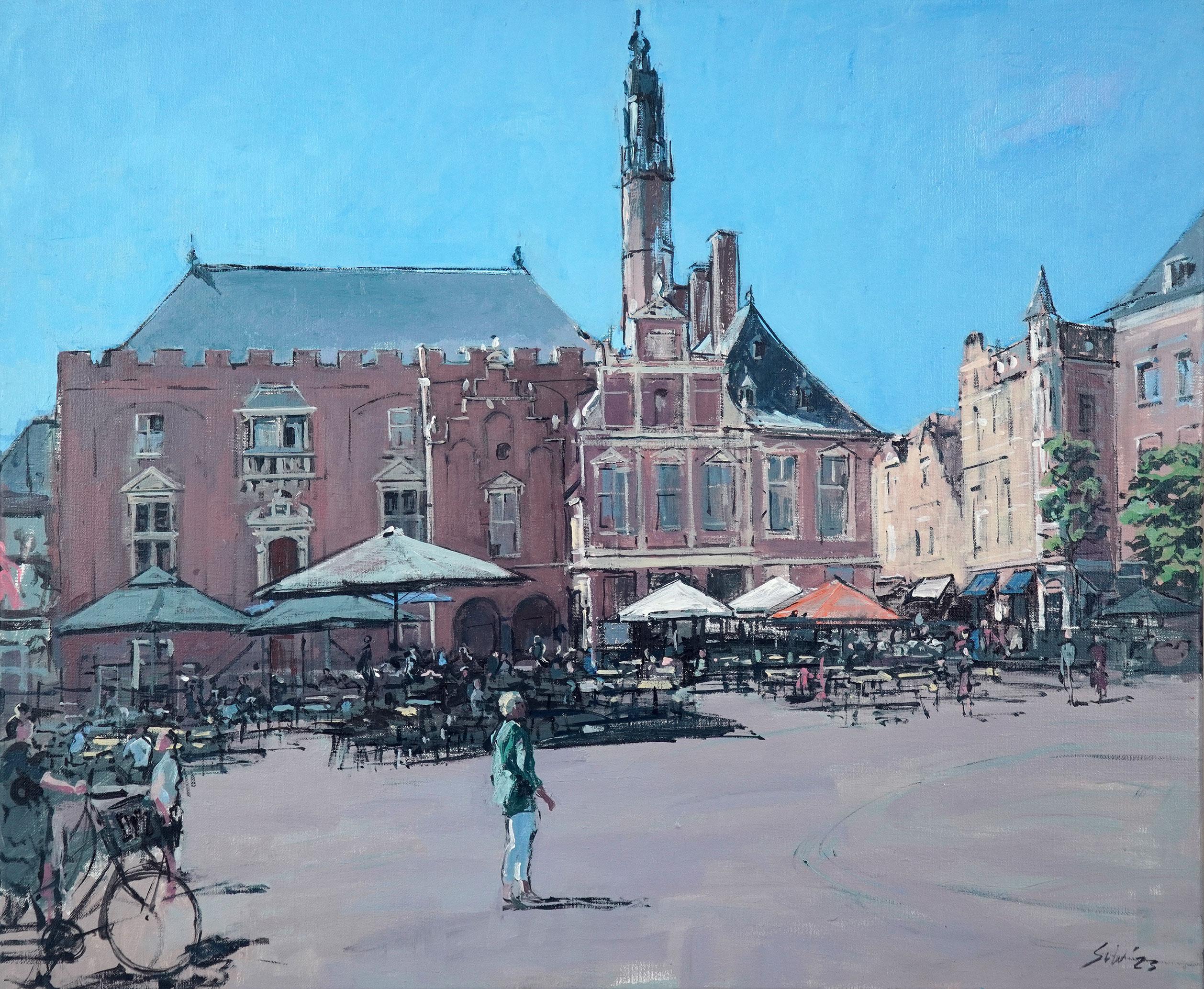 Landscape Painting di Sander van Walsum - Il Grote Markt di Haarlem (Paesi Bassi)