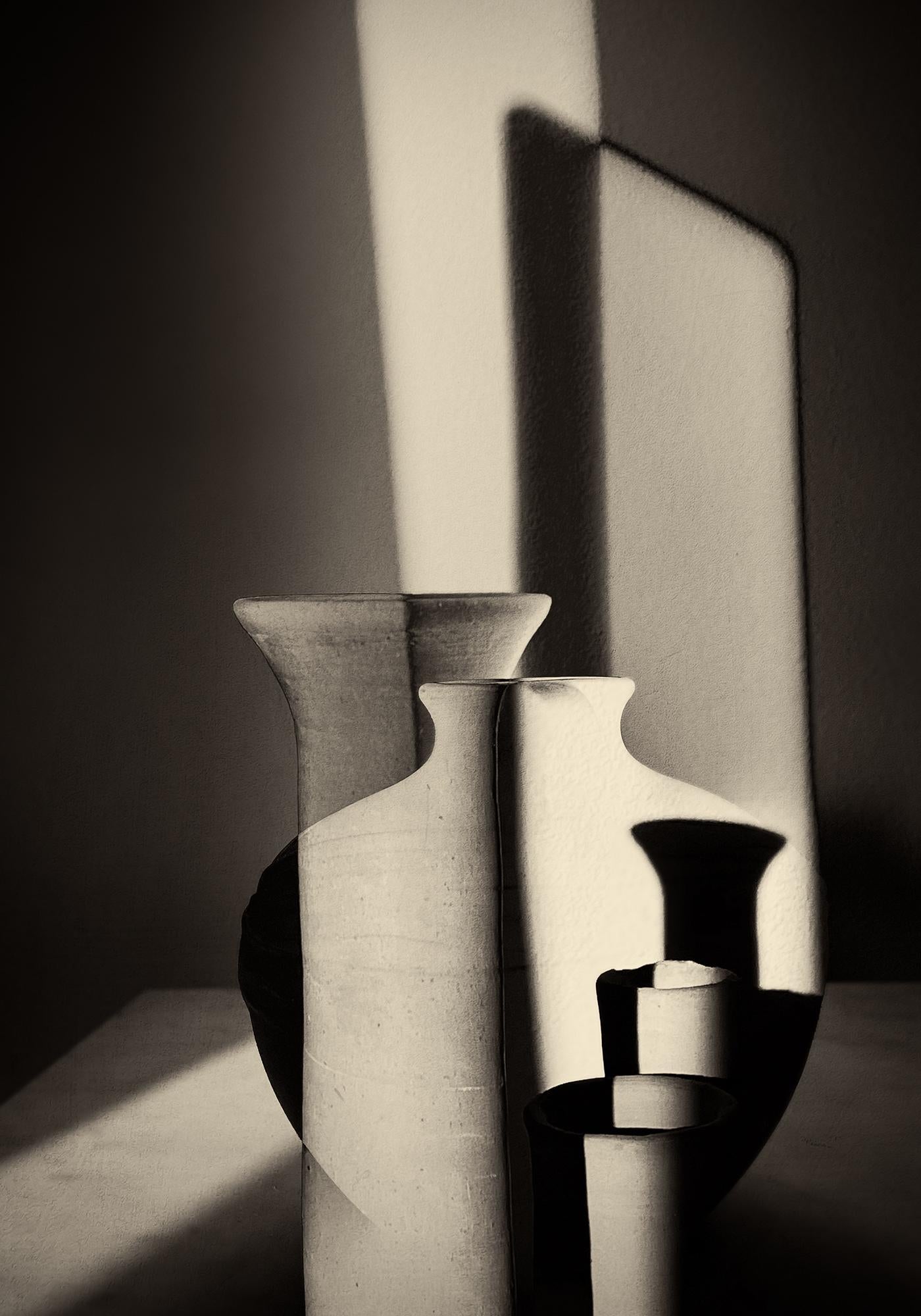 Sander Vos Abstract Photograph - In Between the Shadows, Abstract Vases in Earthy colours, Framed Photograph
