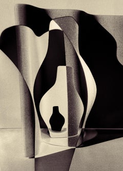 Vessel - In Between The Shadows, Abstract Vase Collage, Earthy tones, Framed