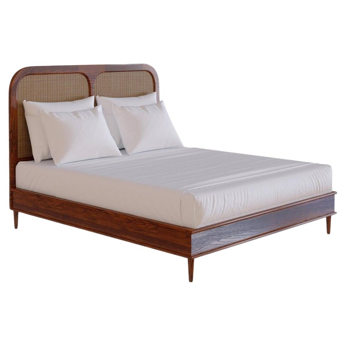 Sanders Bed in Cognac & Rattan — USA Californian King For Sale