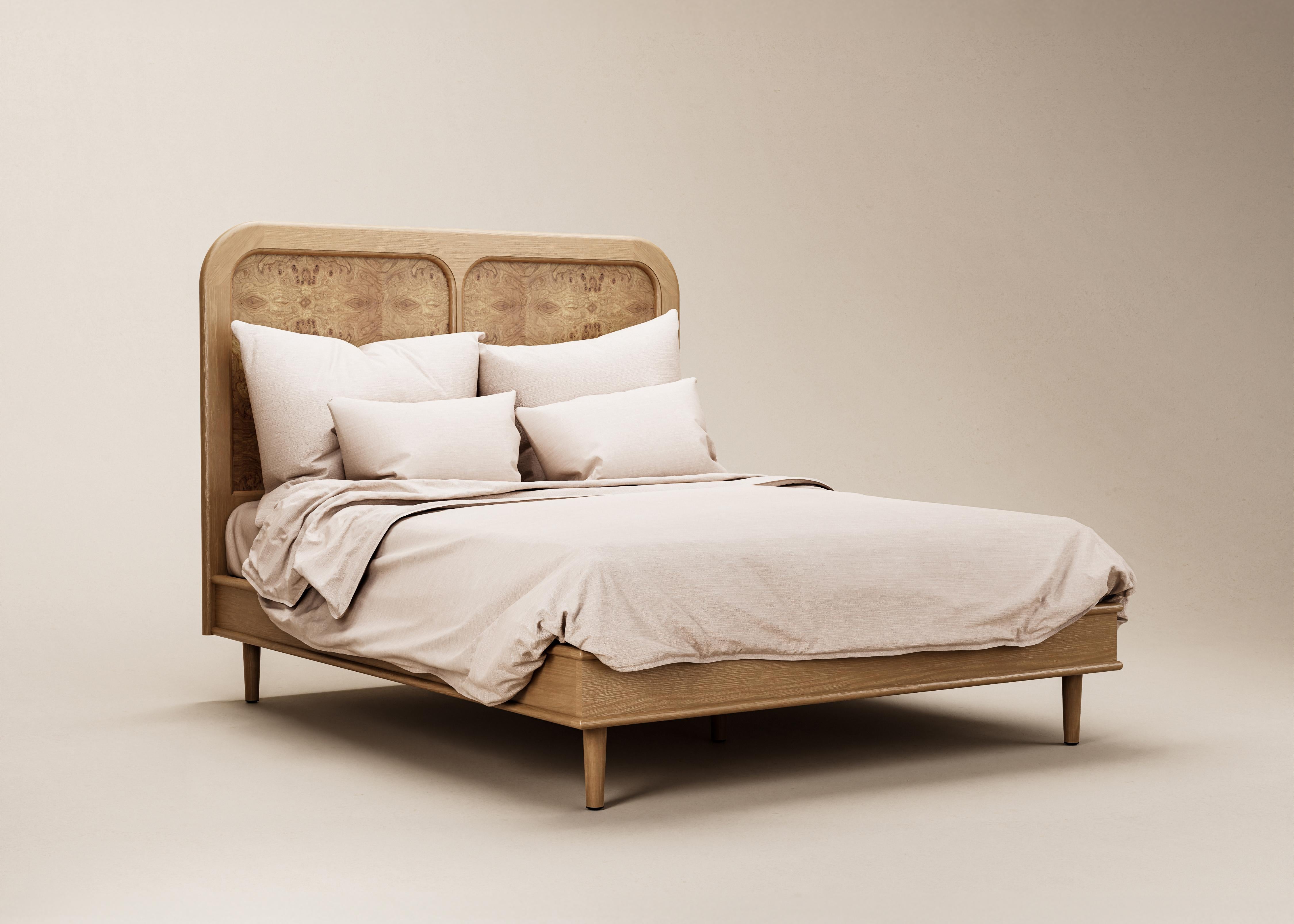 Mid-Century Modern Danish Sanders Bed in Rattan & Natural Oak — Euro King For Sale 1