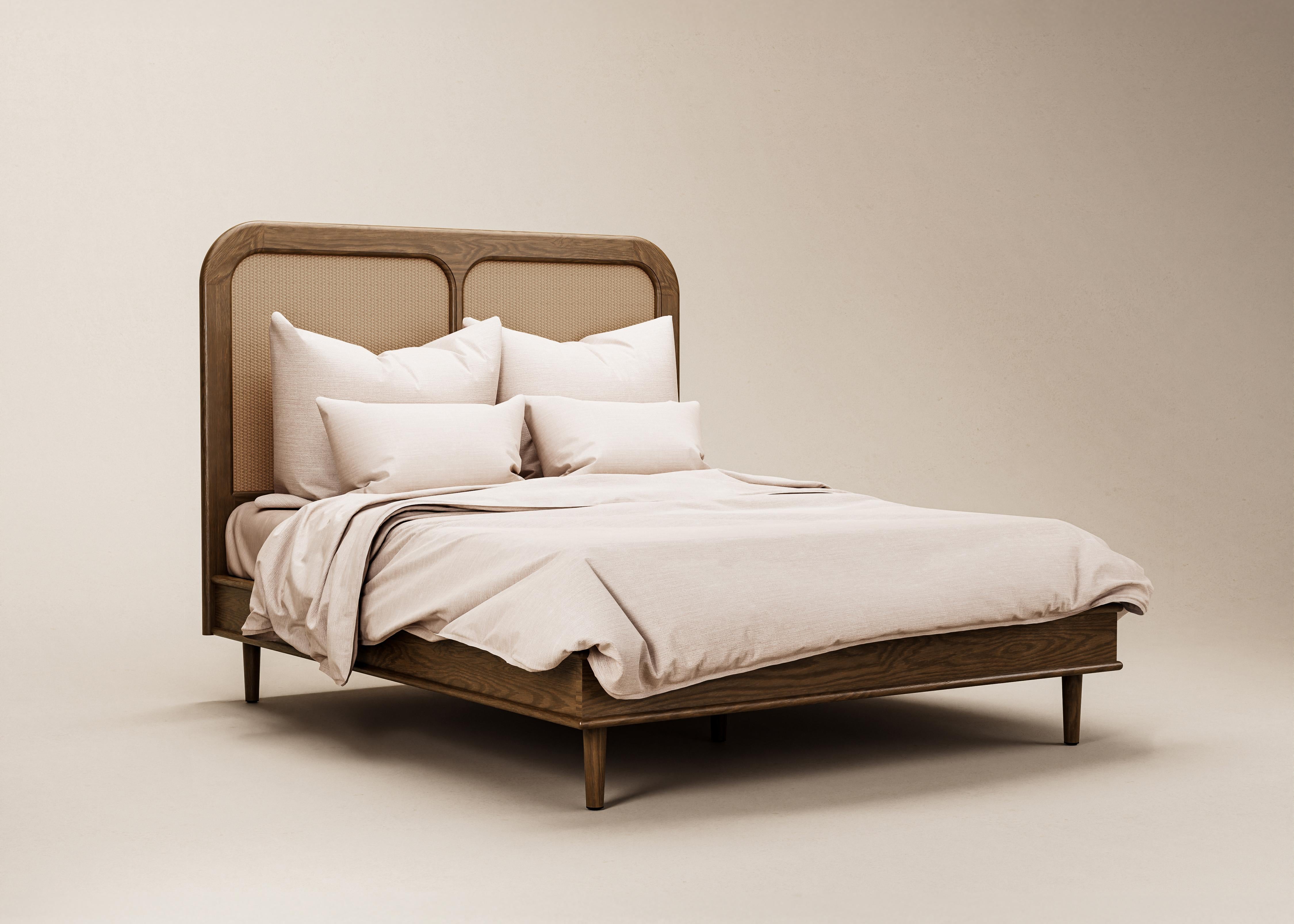 Mid-Century Modern Danish Sanders Bed in Rattan & Natural Oak — Euro King For Sale 4