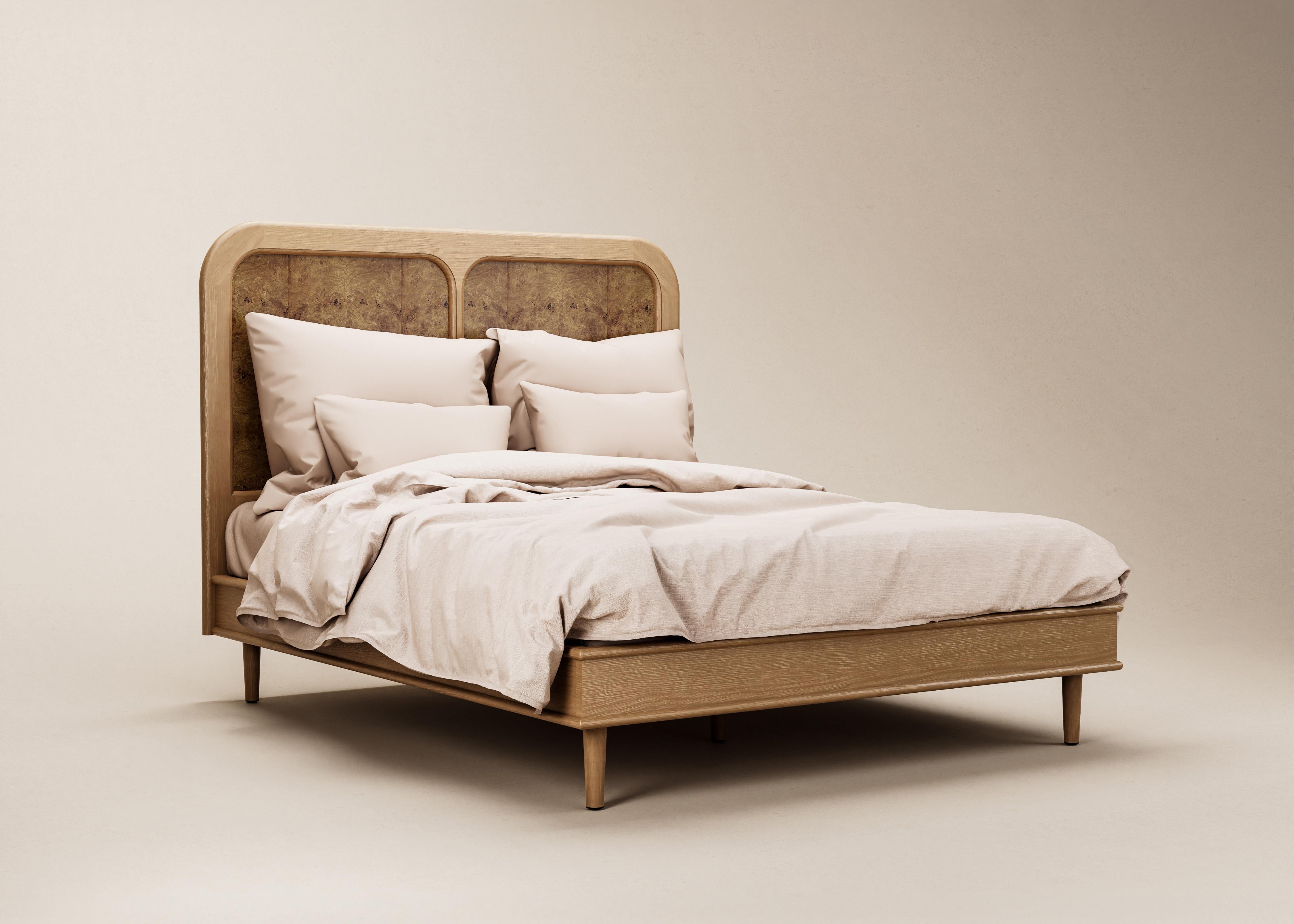 Mid-Century Modern Danish Sanders Bed in Rattan & Natural Oak — Euro King For Sale 5