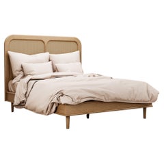 Cama Sanders de roble natural y ratán - Euro King