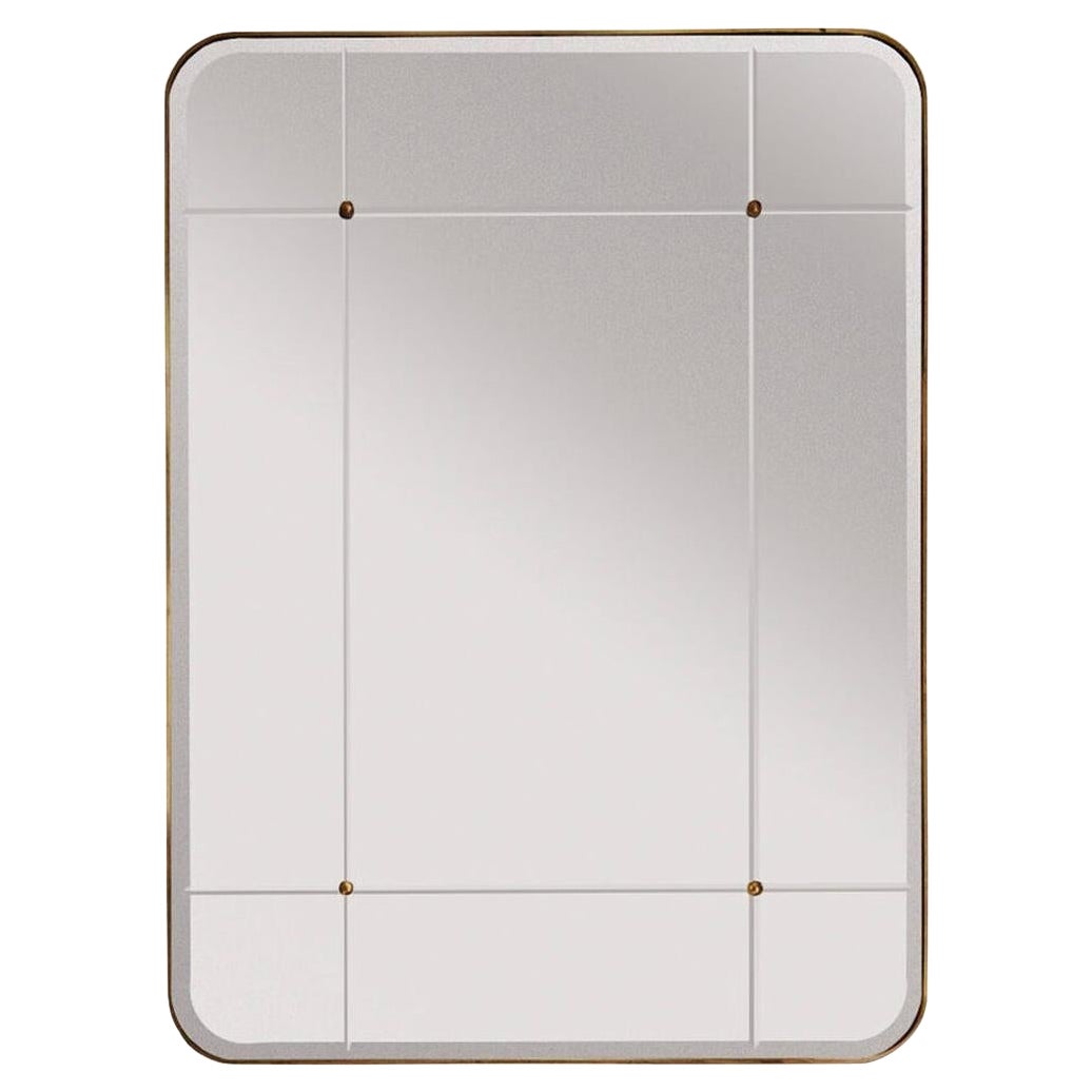 Sanders-Spiegel aus geschliffenem Glas und Messing - Medium im Angebot