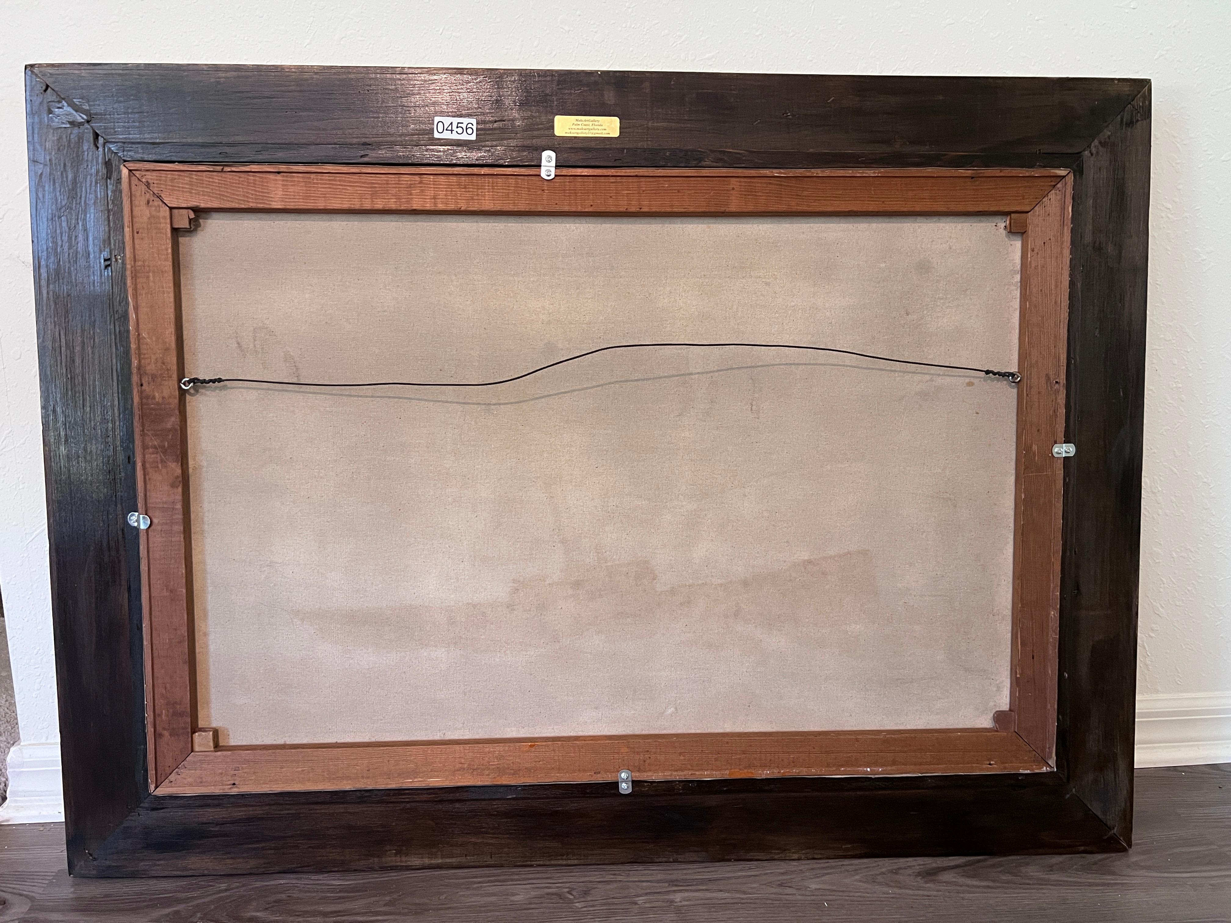 Peinture à l'huile maritime ancienne, signée Sanders Large Encadré Art nautique en vente 12