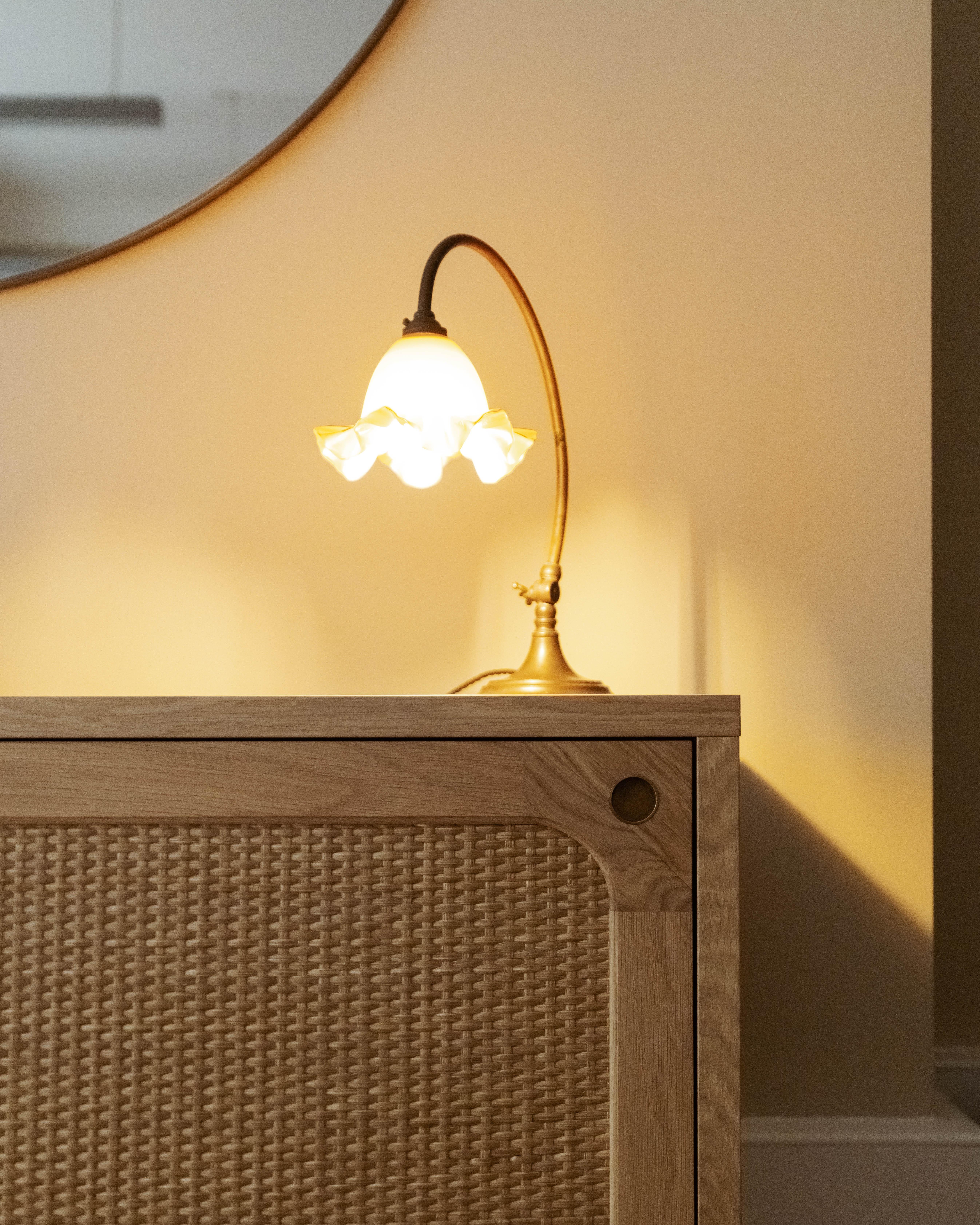 Contemporary Sanders Sideboard by Lind + Almond in Natural Oak and Rattan (Small)