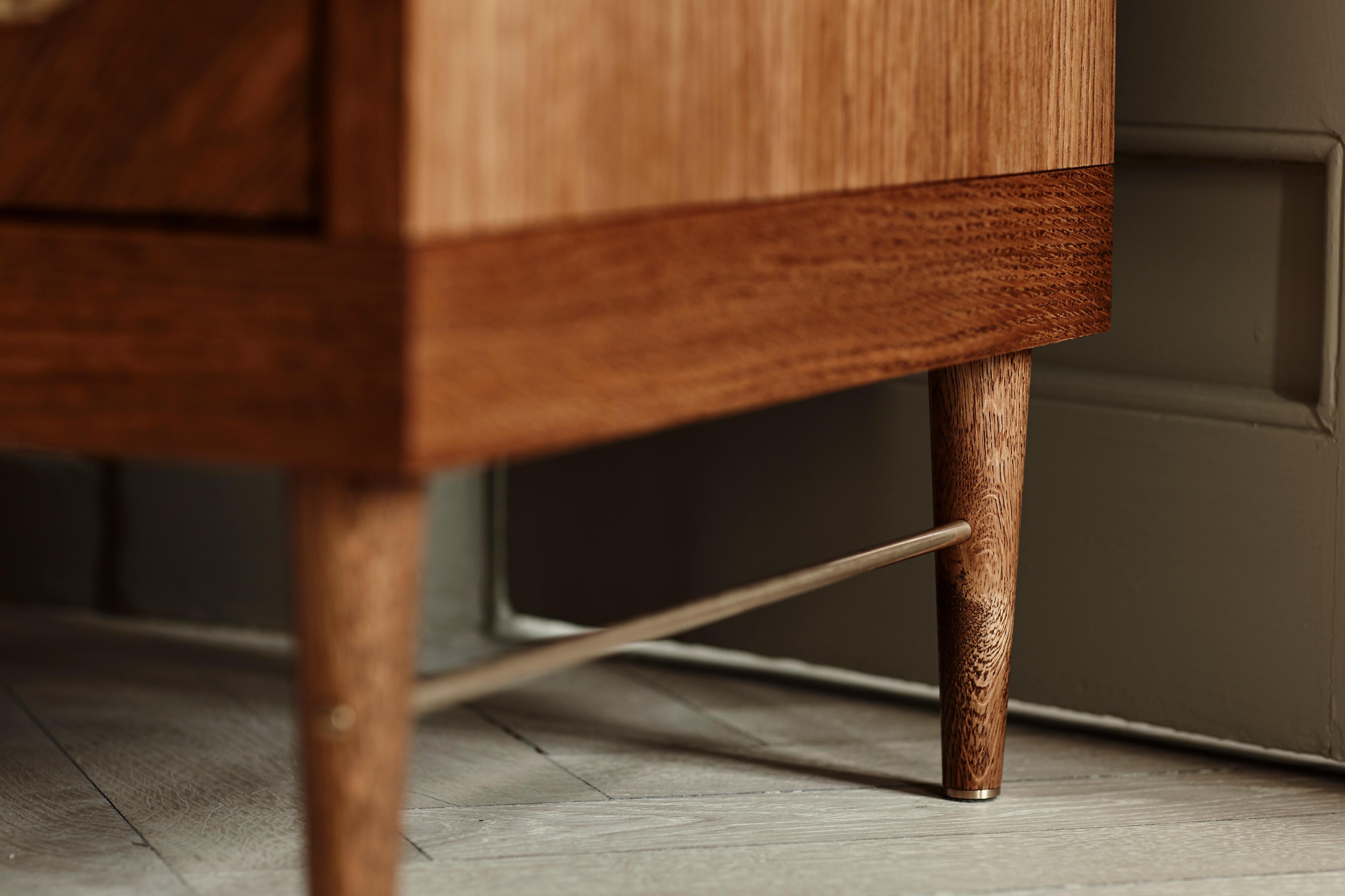 Mid-Century Modern Sanders Sideboard in Cognac and Rattan — Medium For Sale