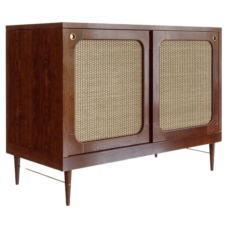 Sanders Sideboard in Cognac und Rattan - Klein