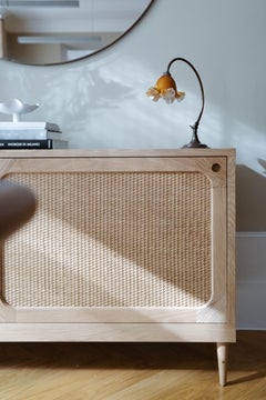 Mid-Century Modern Danish Sideboard in Natural Oak and Rattan — Medium