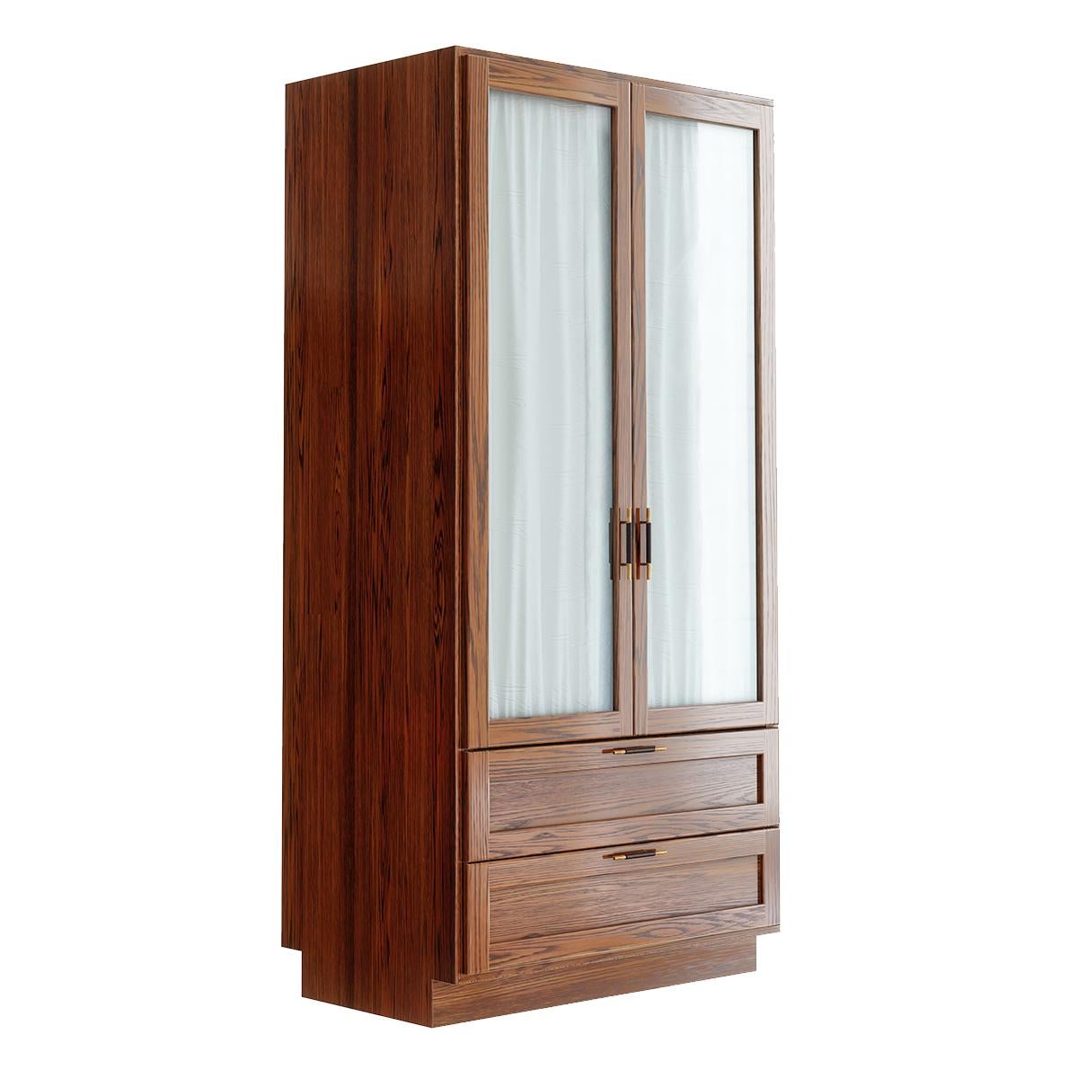 Armoire Sanders en cognac, laiton et cuir - Medium en vente