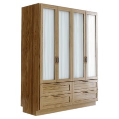 Sanders Wardrobe in Oak, Brass and Leather — Extra Large