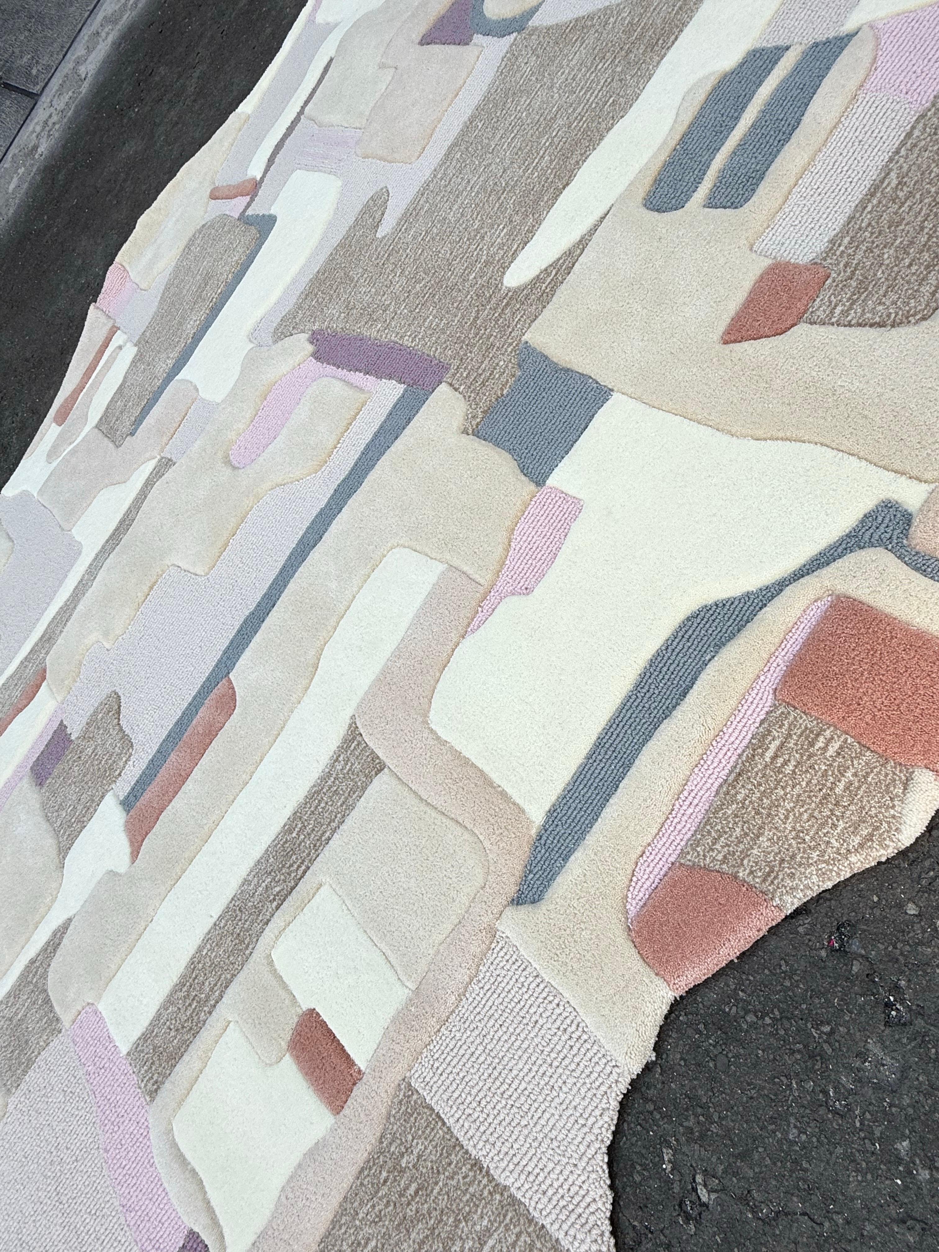 Alfombra abstracta tejida a mano Sandlines en tonos neutros y pastel by RAG home en Nuevo estado para la venta en Jakarta Selatan, ID