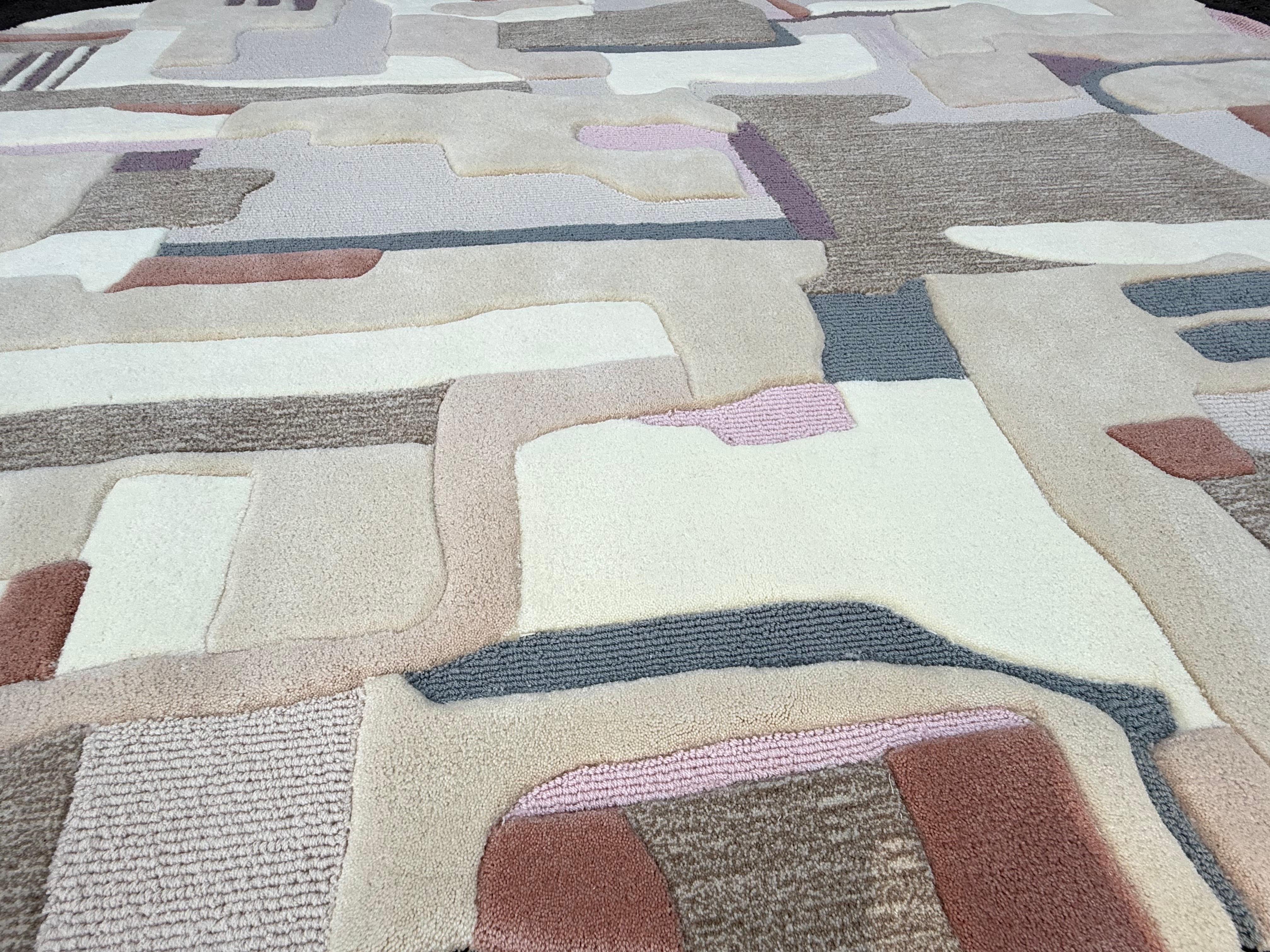 Alfombra abstracta tejida a mano Sandlines en tonos neutros y pastel by RAG home Lana en venta