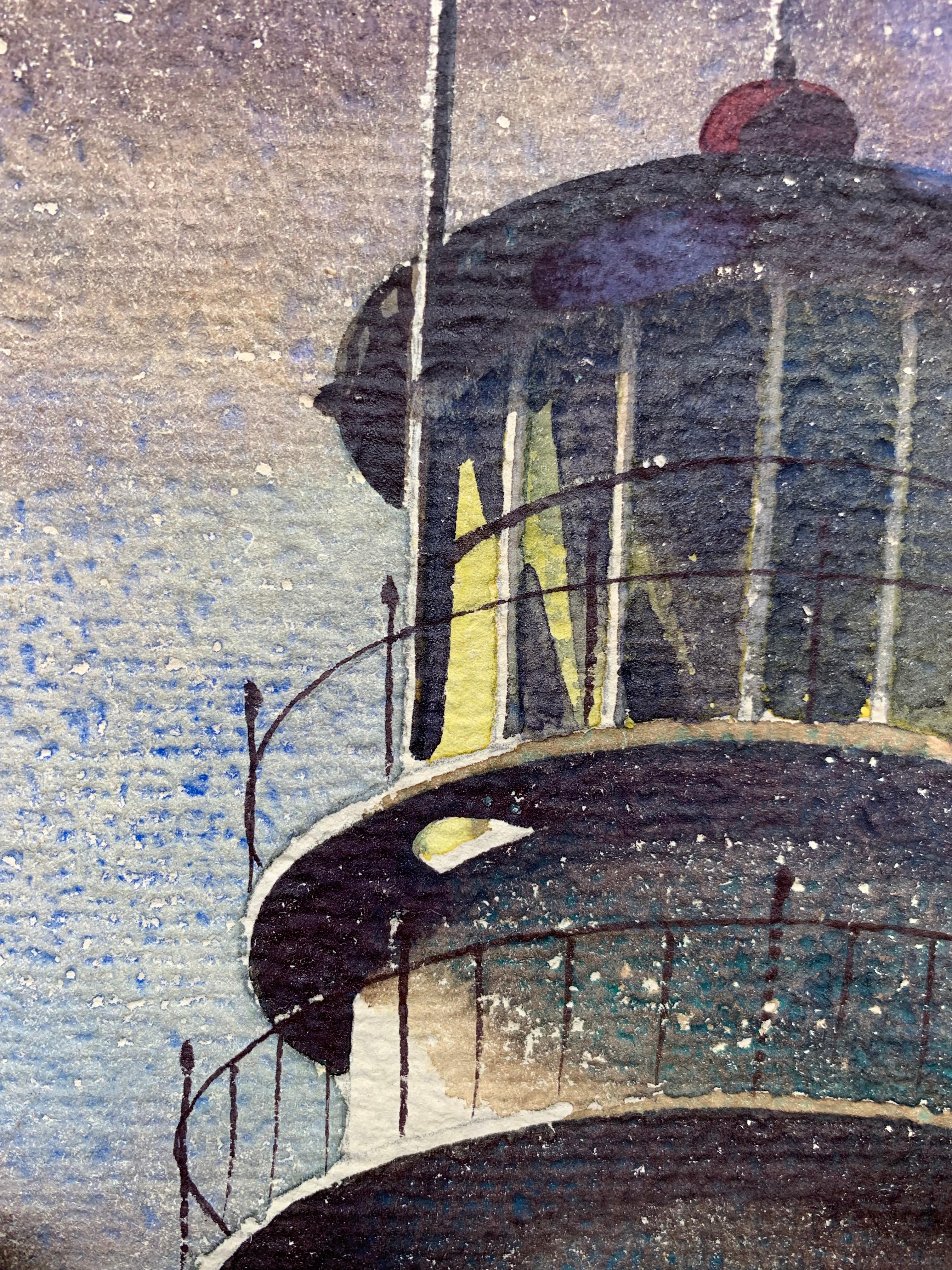 Highland Lighthouse, Truro MA - Brown Landscape Painting by Sandor Bernath