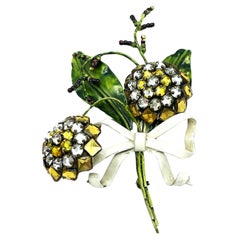 SANDOR BOUQUET BROOCH, argent sterling, émail, cristal, milieu des années 1940, États-Unis