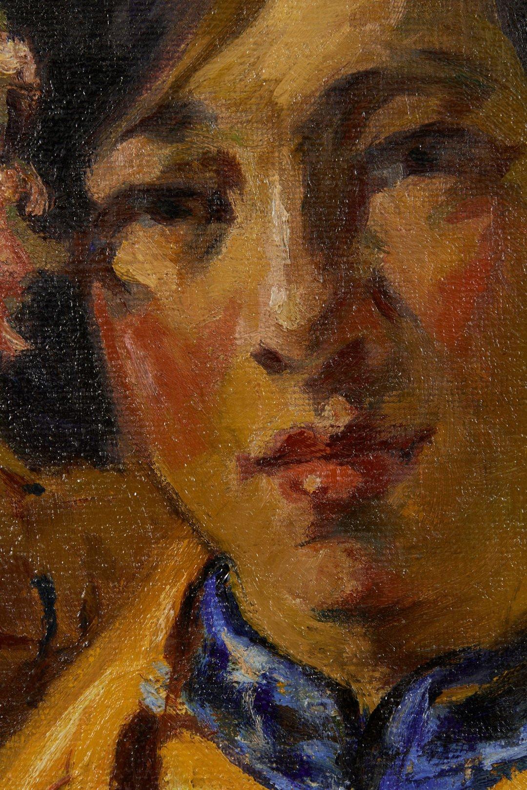Retrato de una niña china de principios del siglo XX, Artista de la Escuela de Cleveland - Portrait Painting Marrón de Sandor Vago