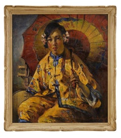 Portrait d'une jeune fille chinoise au début du 20e siècle, artiste de l'école de Cleveland