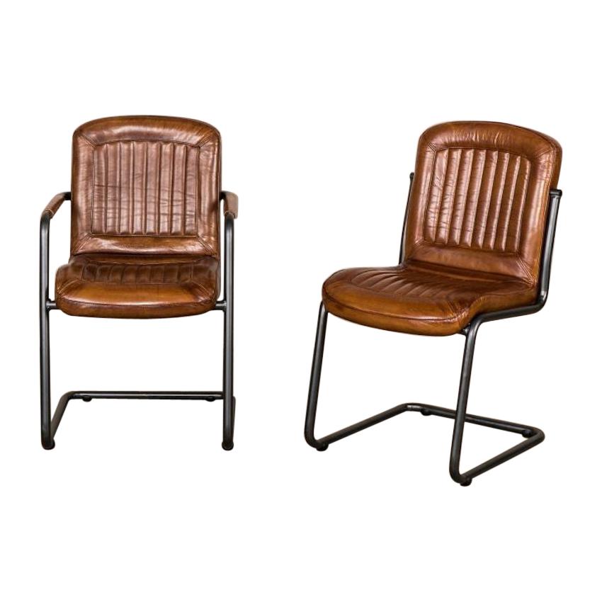 Sandown Leather Dining Chairs, 20th Century For Sale