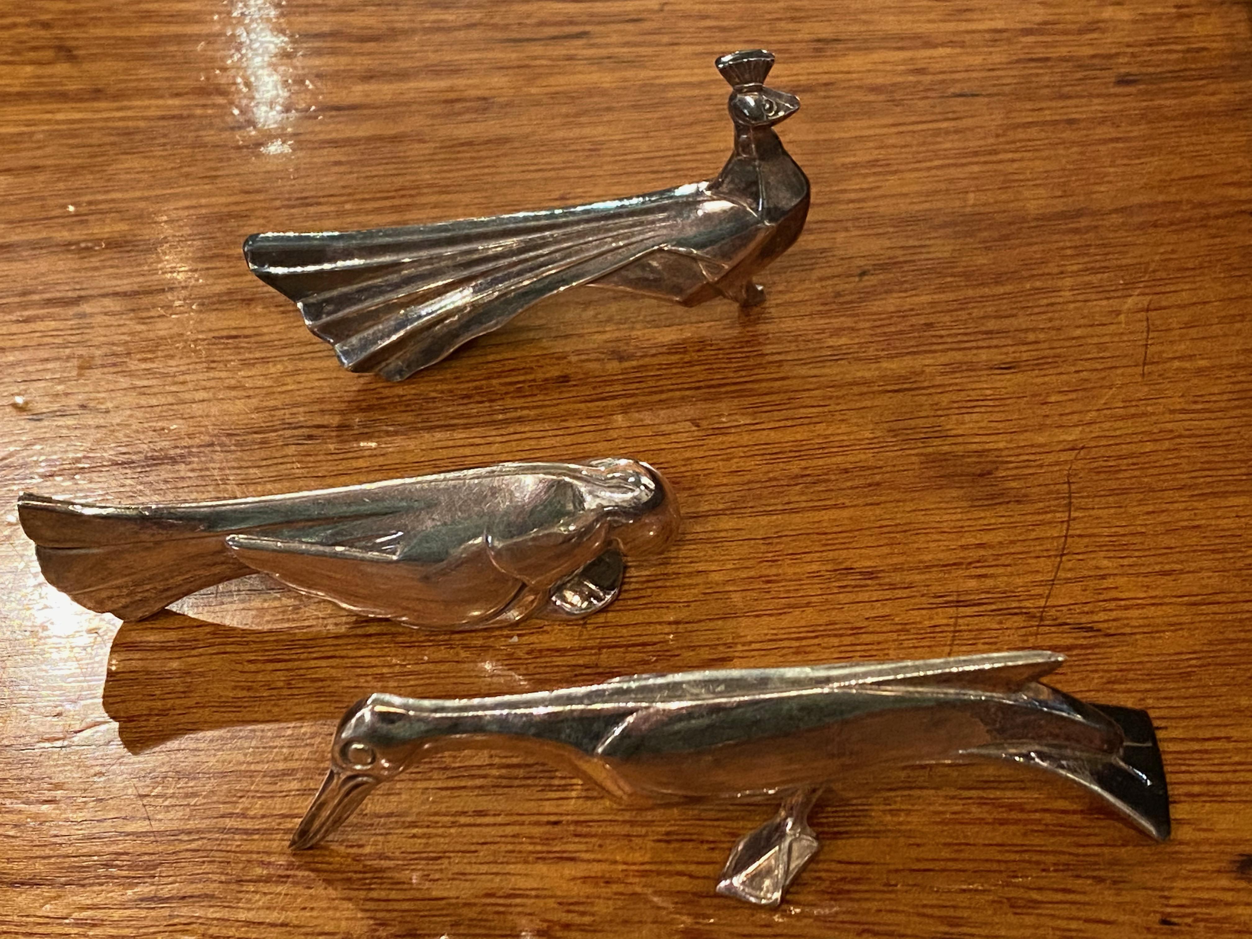 Early 20th Century Sandoz Animal Silver Knife Rests with Salt and Pepper Two Boxes for Christofle